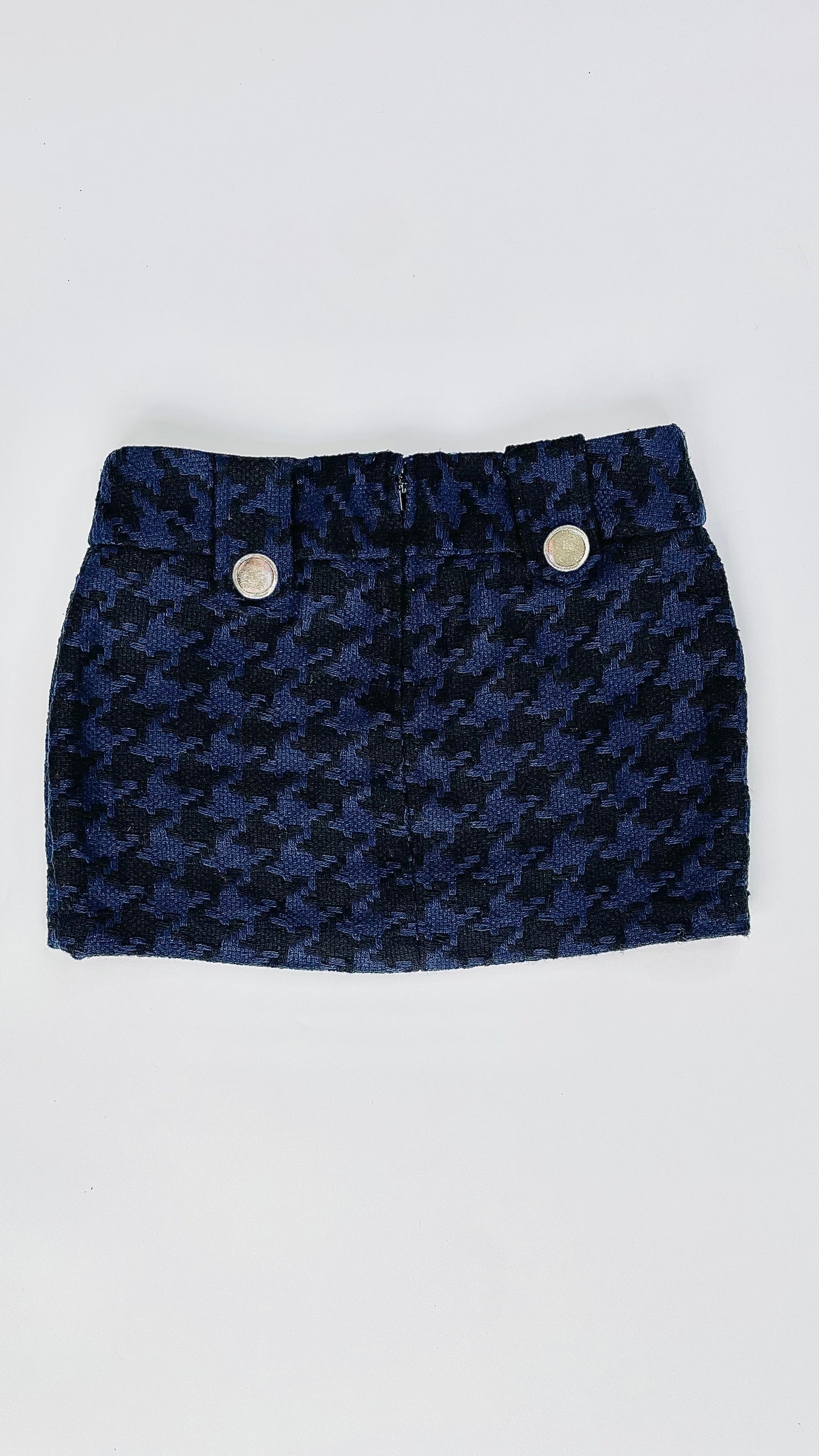 Vintage Y2K CHARLOTTE RUSSE black and blue houndstooth low rise mini skirt - Size 2