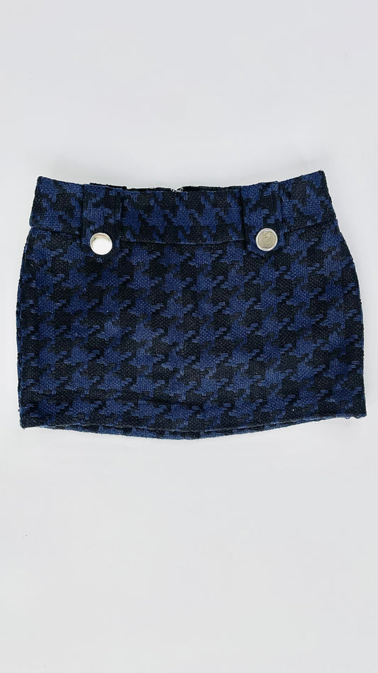 Vintage Y2K CHARLOTTE RUSSE black and blue houndstooth low rise mini skirt - Size 2