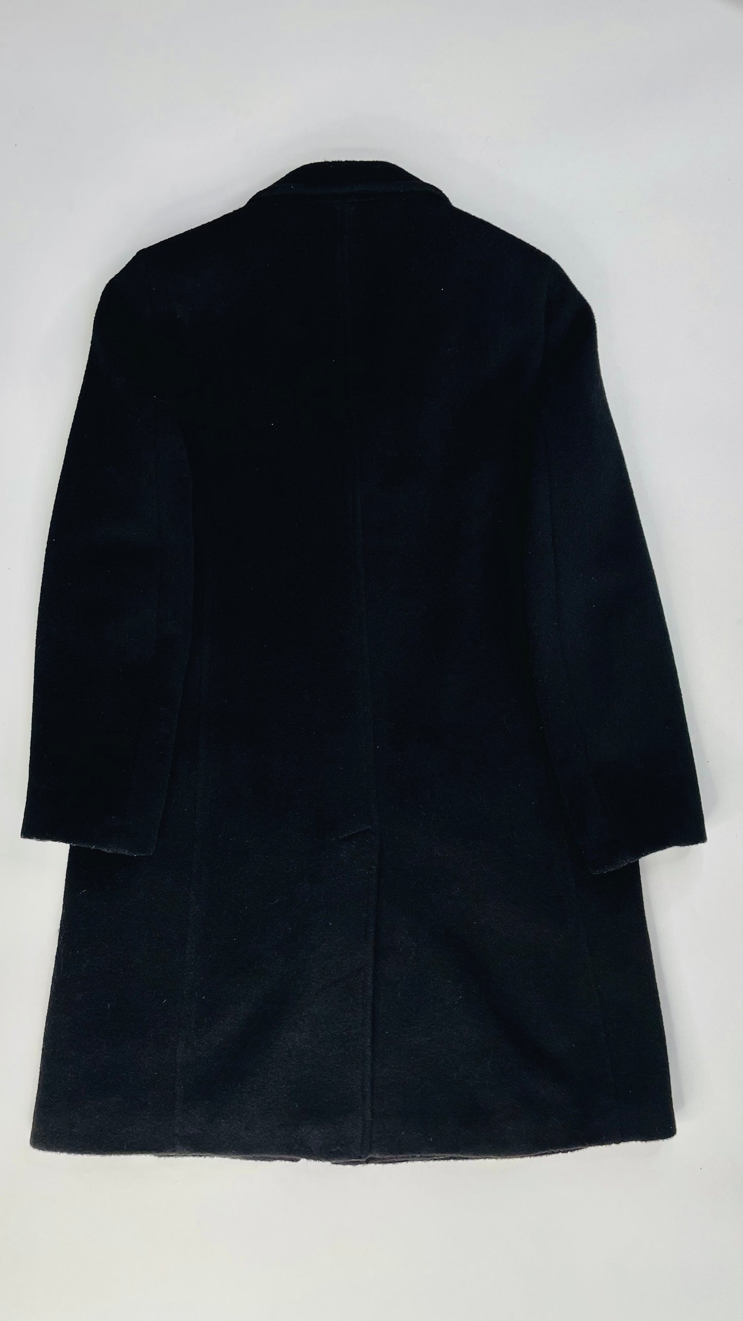 Vintage 90s BILL BLASS black wool single breast mid length coat - Size 12