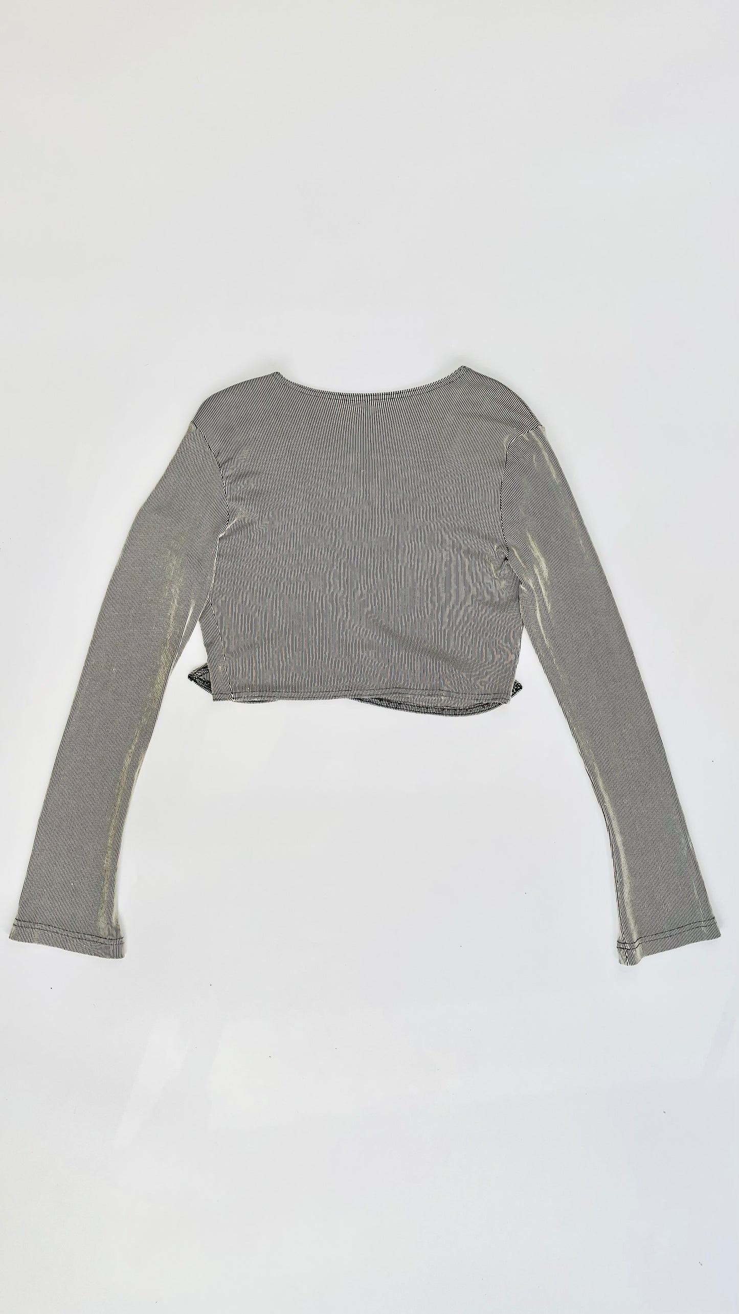 Vintage 90s grey knit long sleeve tie up crop top - Size XS