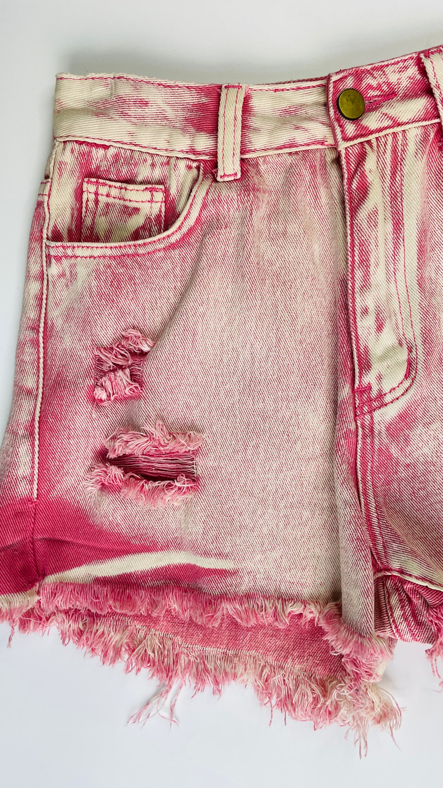 Pre-Loved pink acid wash denim shorts - Size M