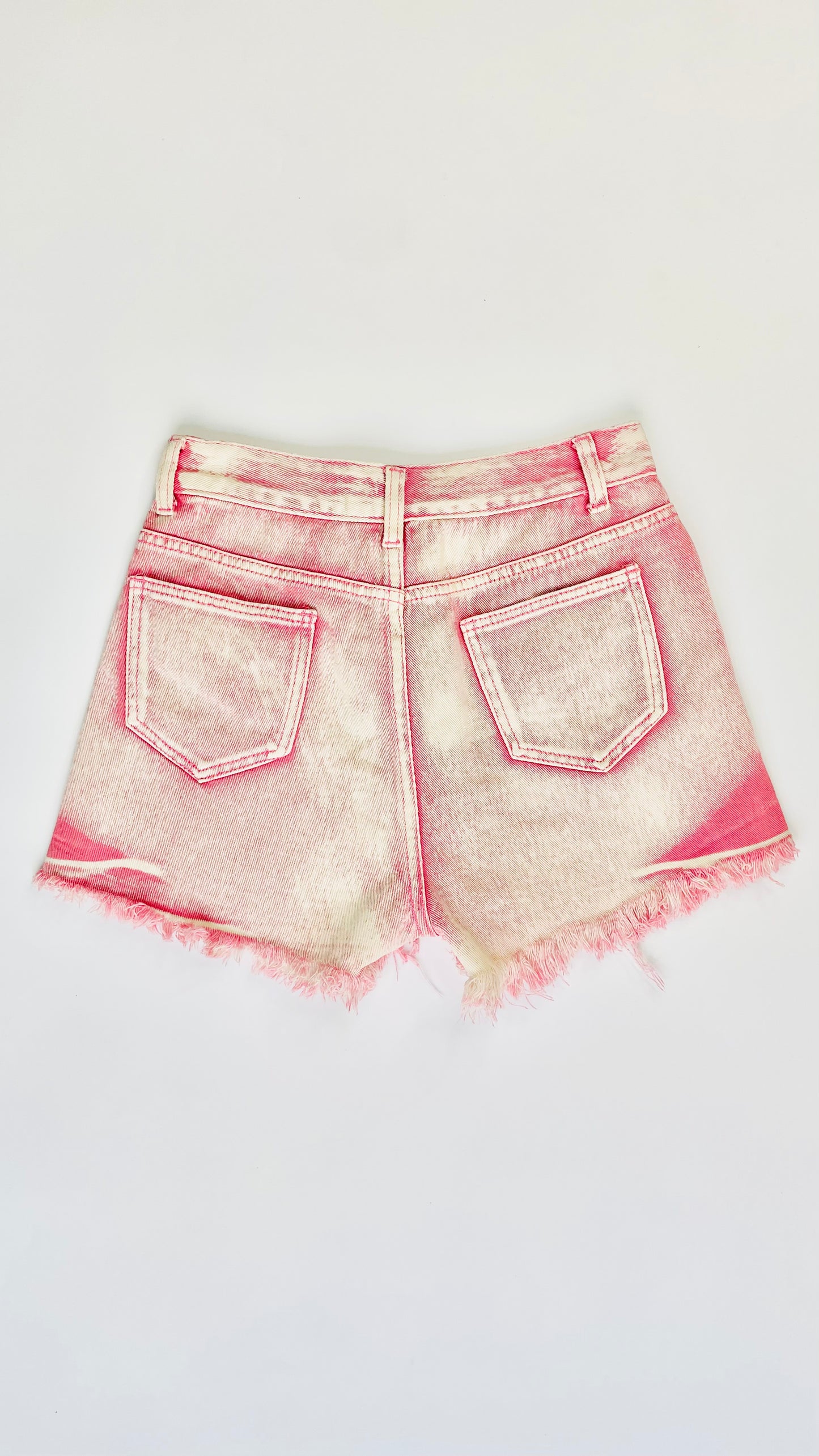 Pre-Loved pink acid wash denim shorts - Size M