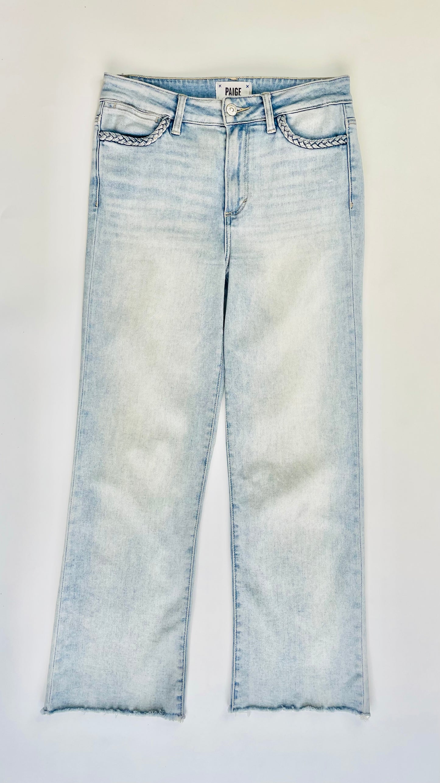 Pre-Loved PAIGE light blue mid rise straight leg jeans - Size 27