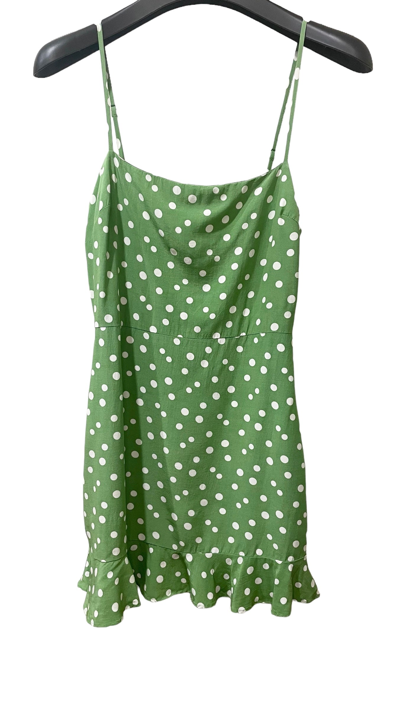 Pre-Loved PRIVACY PLEASE green polka dot mini tank dress - Size S