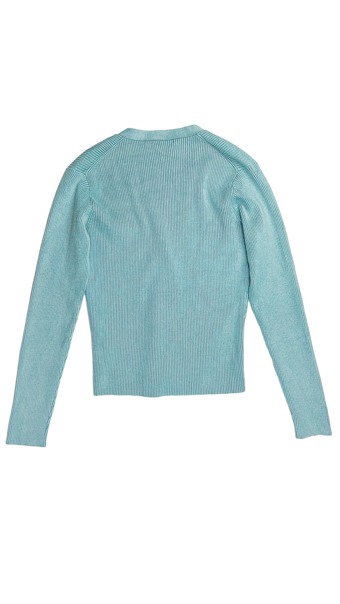 Vintage 90s sky blue ribbed knit cardigan - Size S