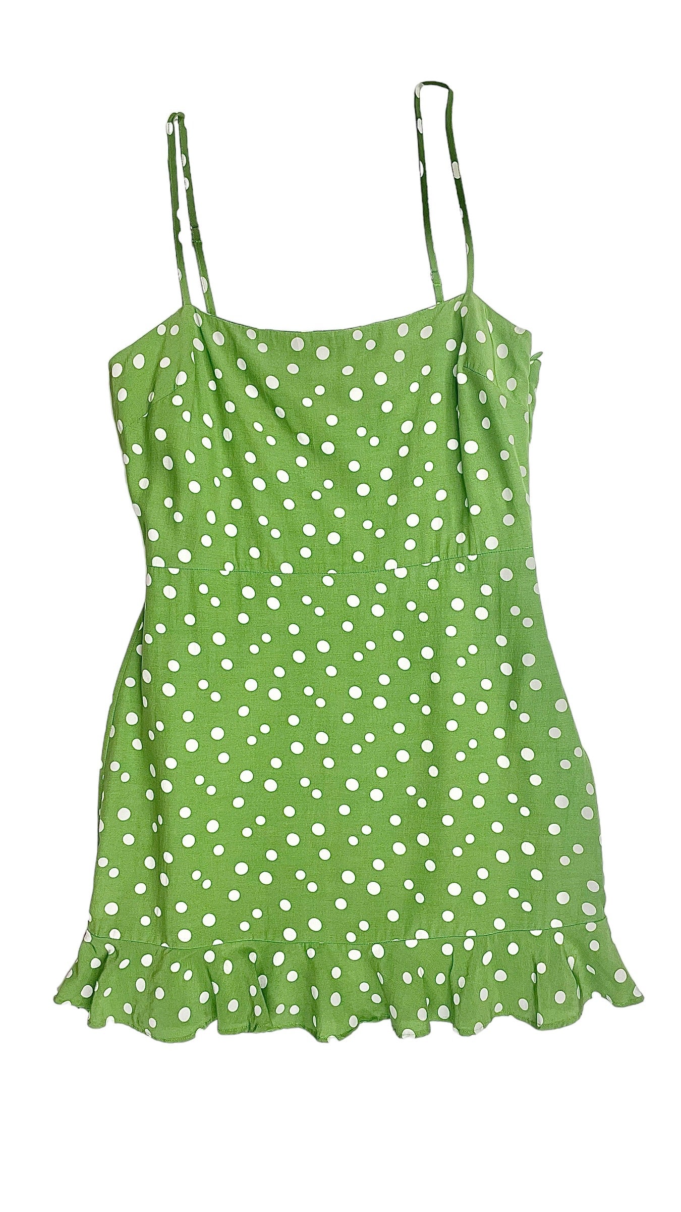 Pre-Loved PRIVACY PLEASE green polka dot mini tank dress - Size S