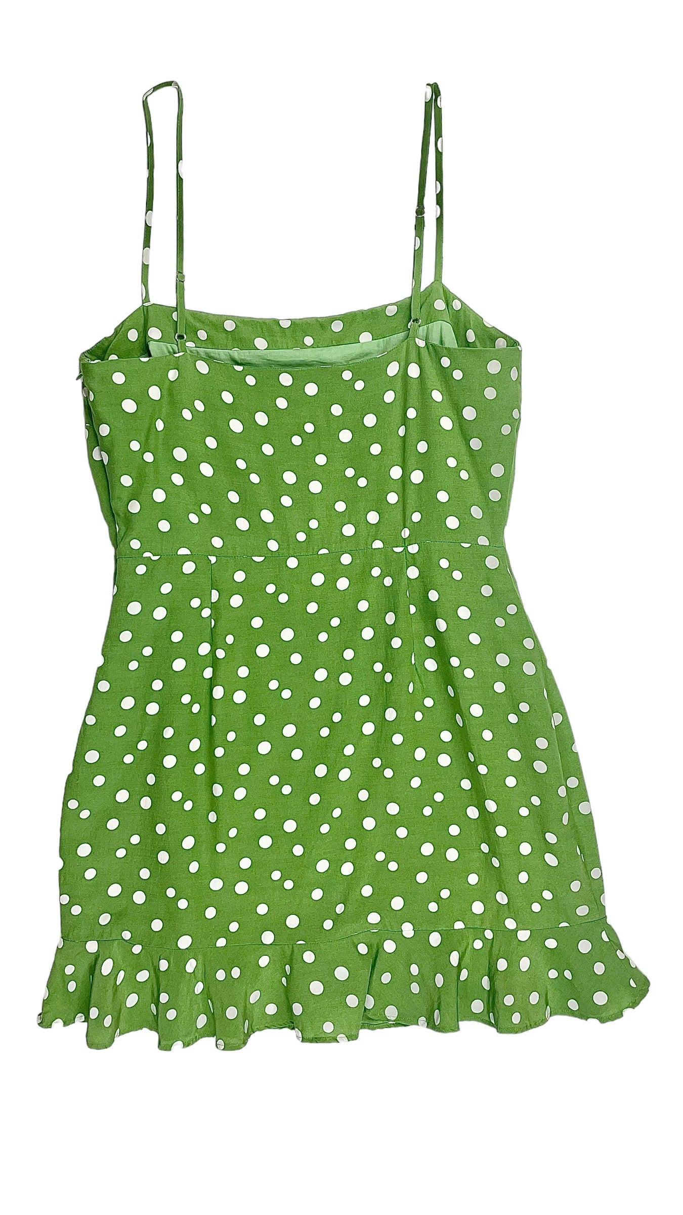 Pre-Loved PRIVACY PLEASE green polka dot mini tank dress - Size S