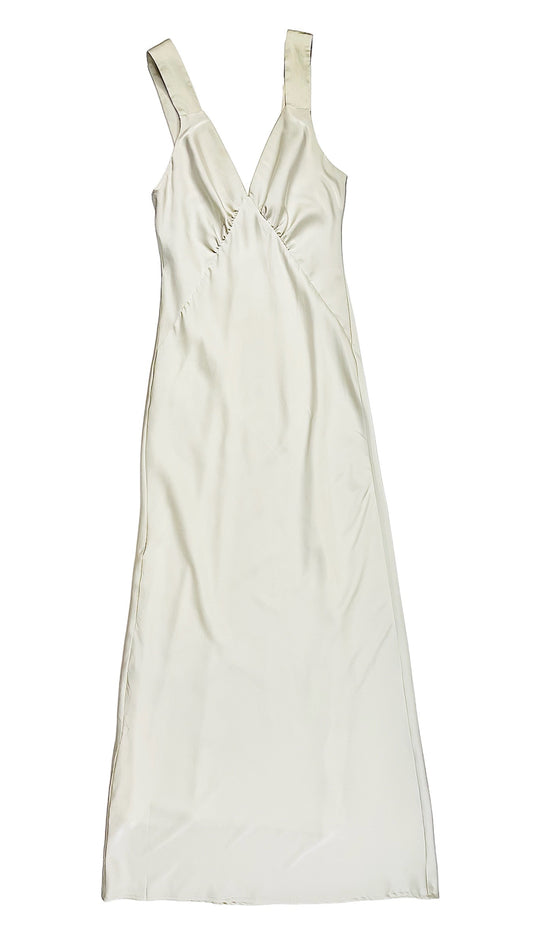 Pre-Loved HOUSE OF HARLOW 1960 off white satin maxi tank dress - Size XS