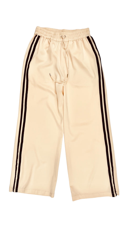 Pre-Loved L'ACADAMIE light peach satin wide leg track pants - Size S