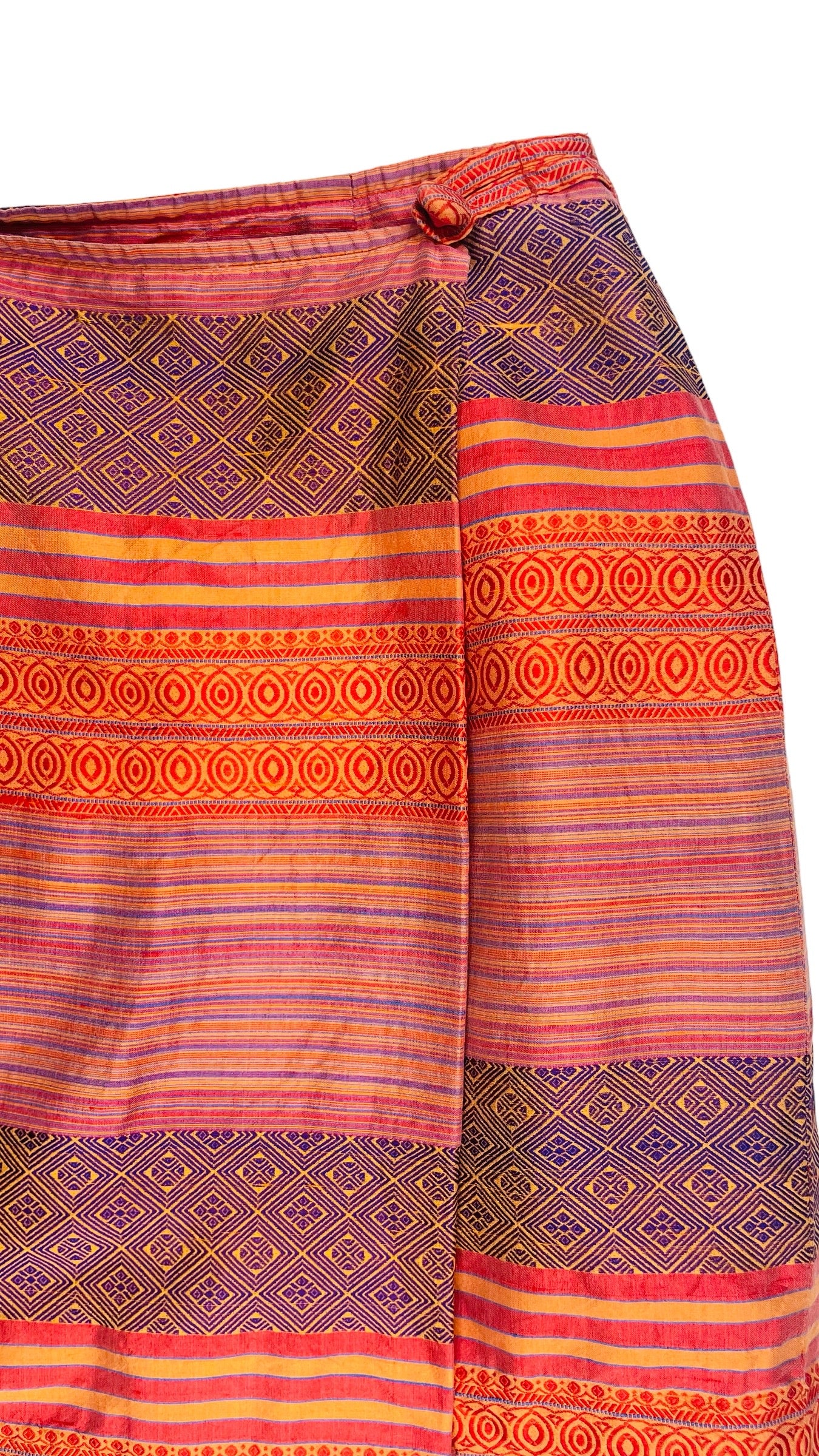 Vintage 90s pink orange wrap silk mini skirt - Size 4