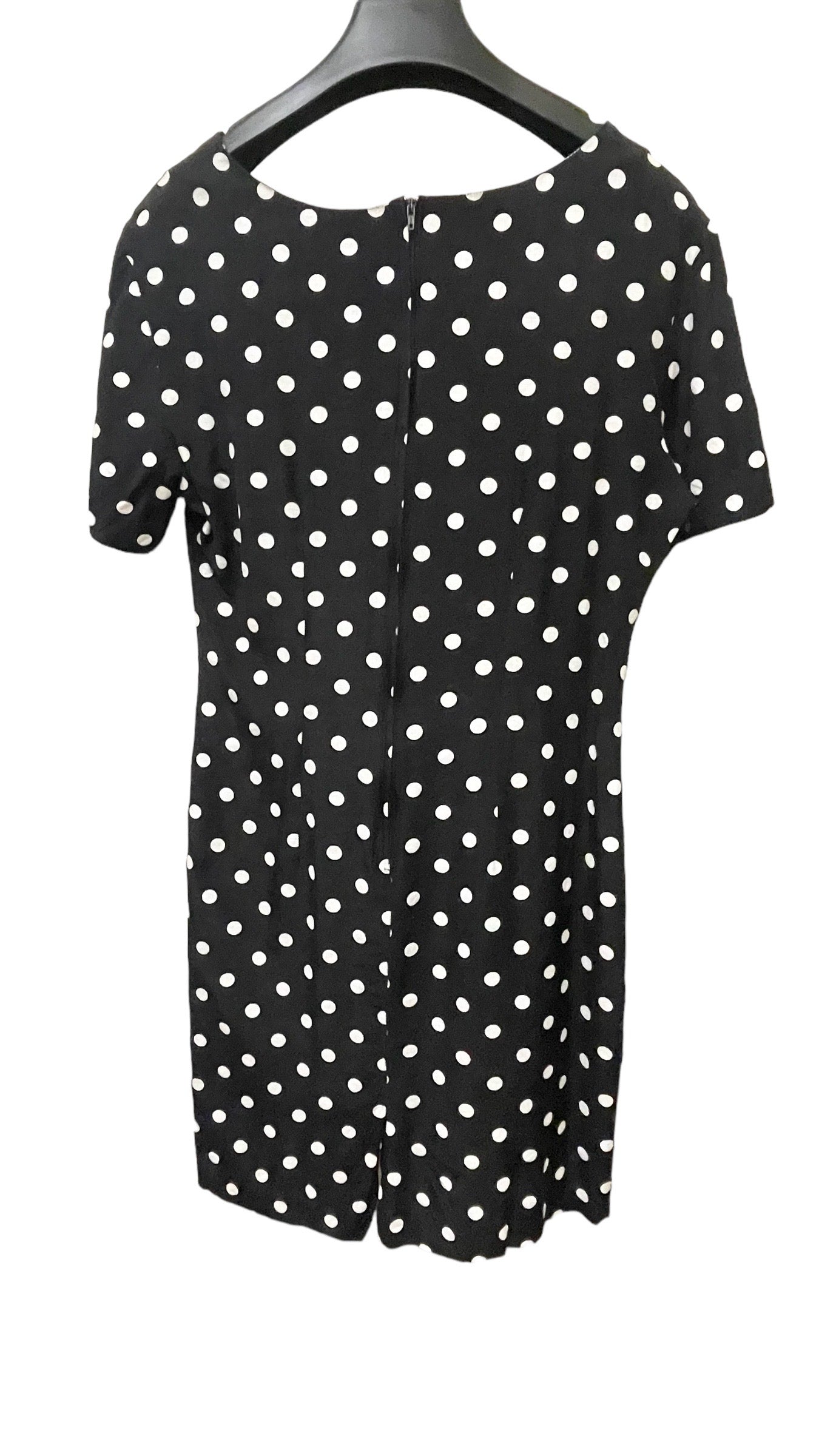 Vintage 90s fitted black & white polka dot short sleeve mini dress - Size M