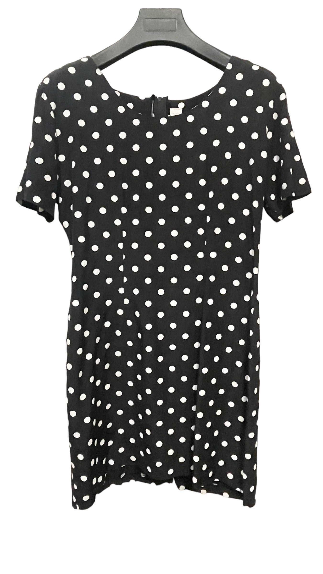 Vintage 90s fitted black & white polka dot short sleeve mini dress - Size M