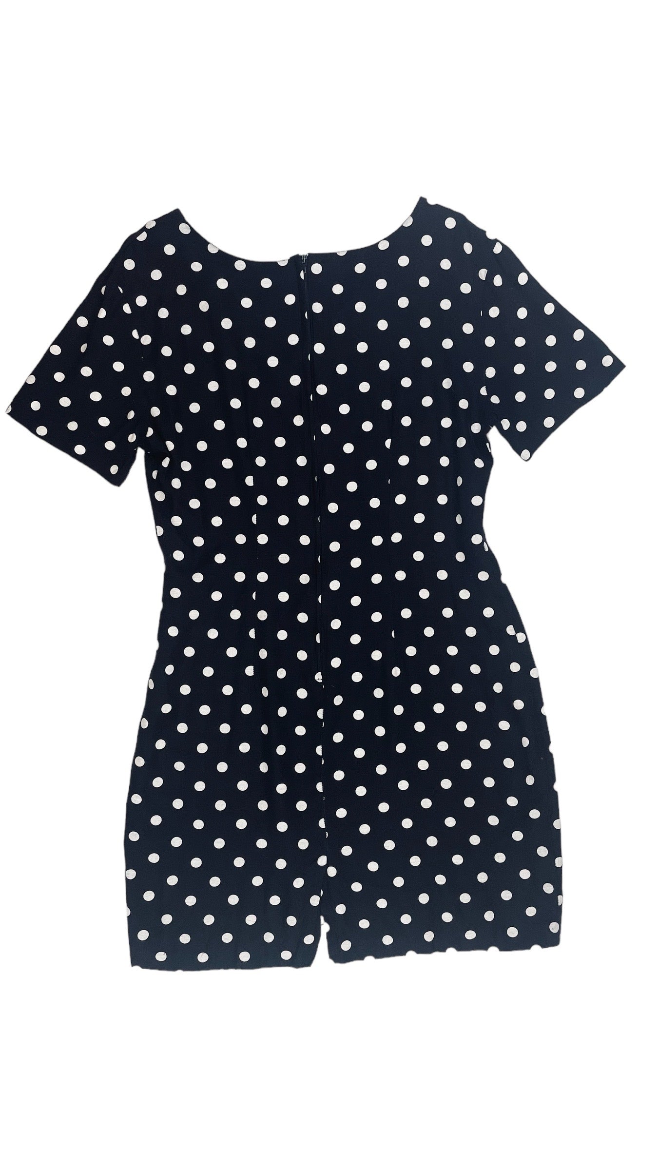 Vintage 90s fitted black & white polka dot short sleeve mini dress - Size M