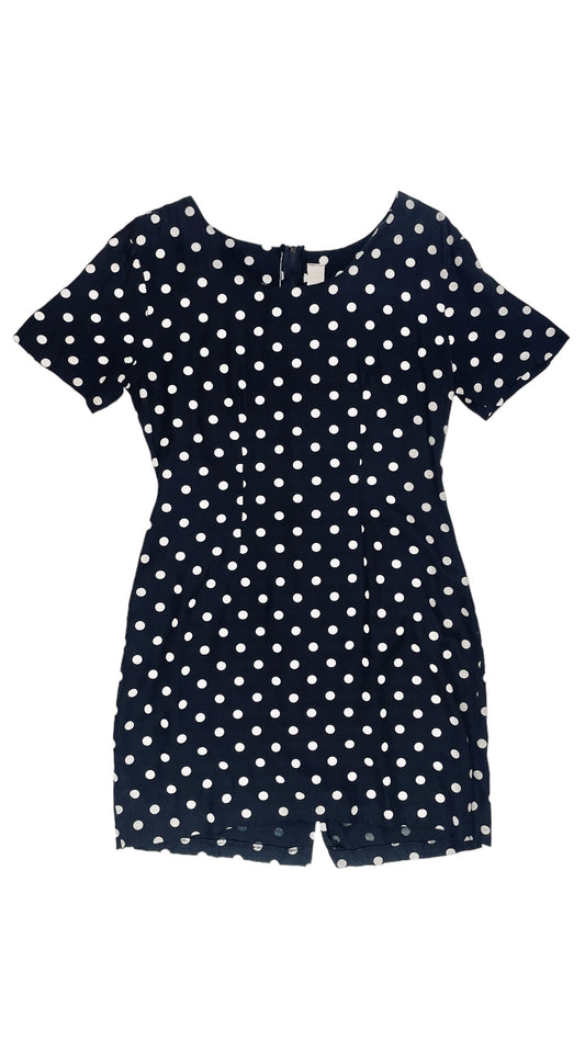 Vintage 90s fitted black & white polka dot short sleeve mini dress - Size M