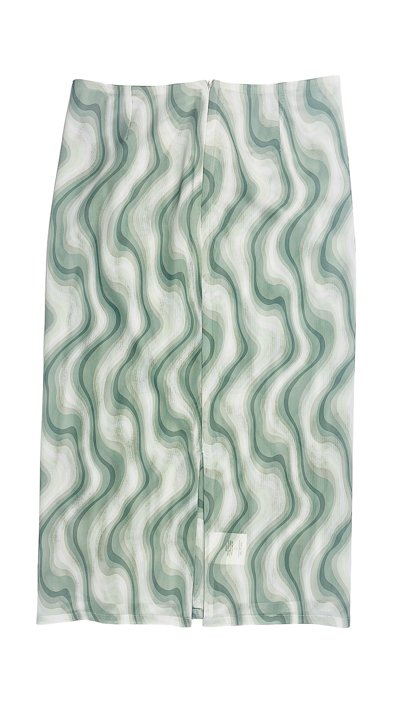 Pre-Loved MIAOU green & white swirl print midi skirt - Size XS