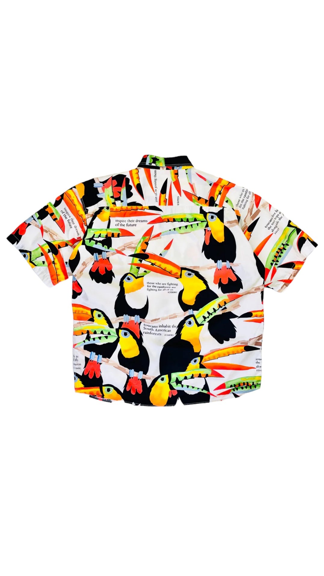 Vintage 90s ICEBERG white toucan print button up t-shirt  - Size XL