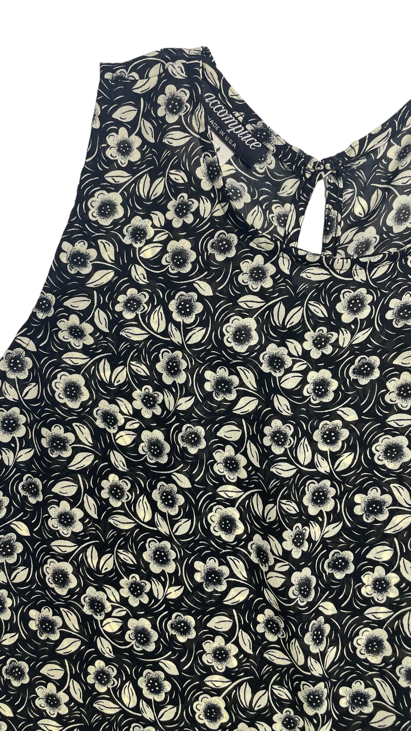 Vintage 90s black & beige floral print maxi tank dress - Size L