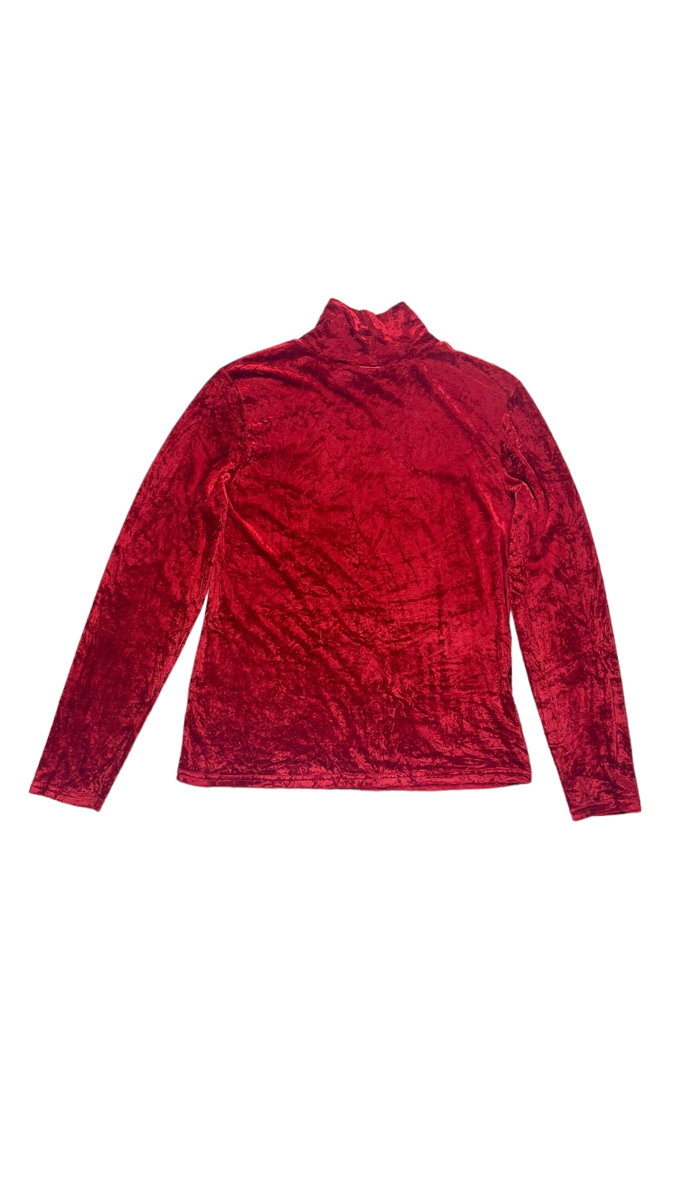 Vintage 90s red crushed velvet GAP mock neck knit long sleeve top - Size L