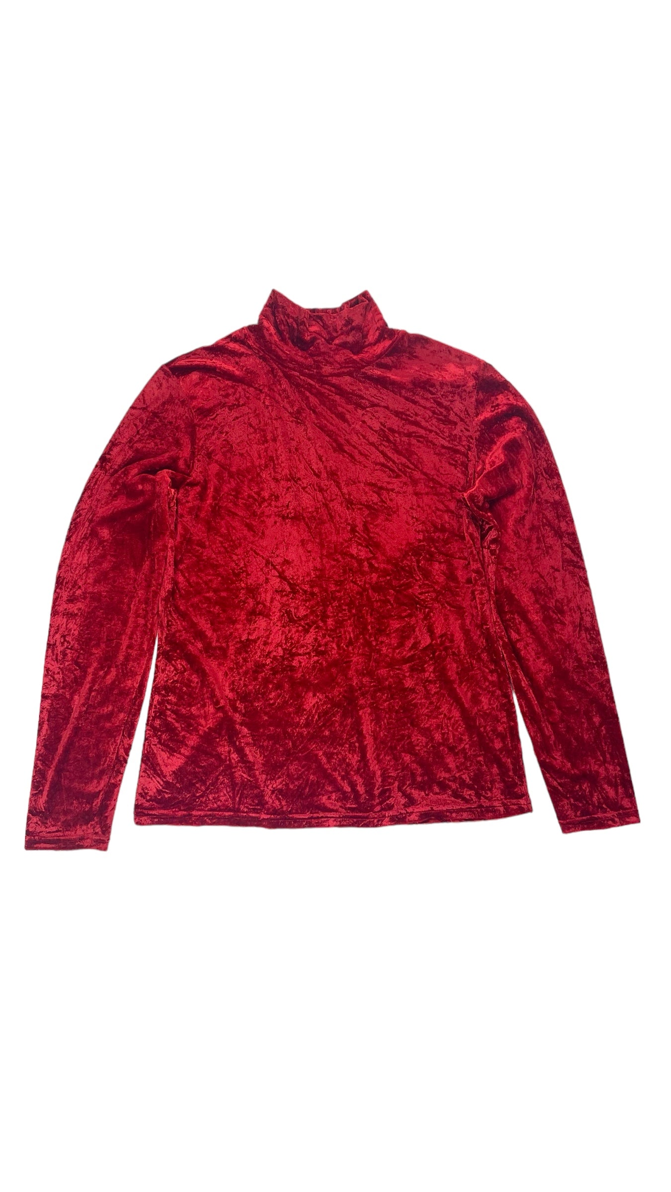 Vintage 90s red crushed velvet GAP mock neck knit long sleeve top - Size L