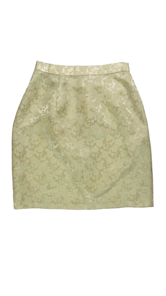 Vintage 90s cream satin floral jacquard mini skirt - Size 6