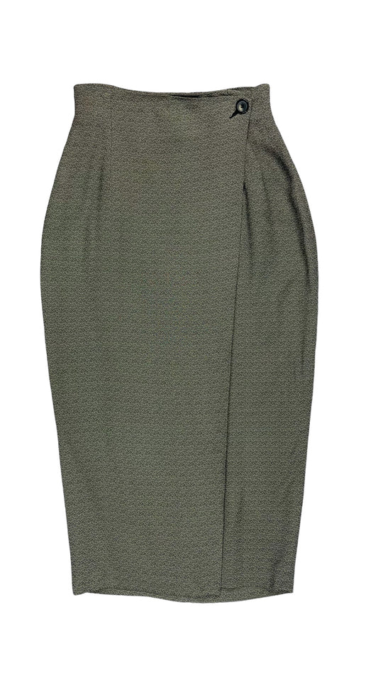 Vintage 90s grey wrap maxi tulip skirt - Size M
