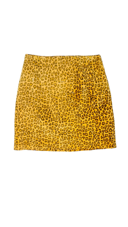 Vintage 90s CACHE leopard print suede mini skirt - Size 6