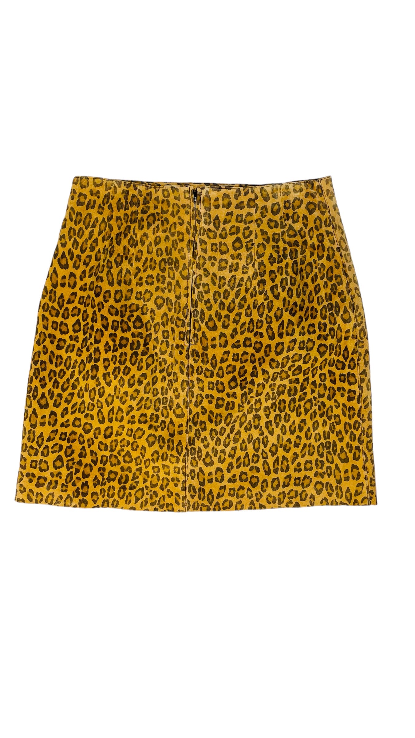 Vintage 90s CACHE leopard print suede mini skirt - Size 6