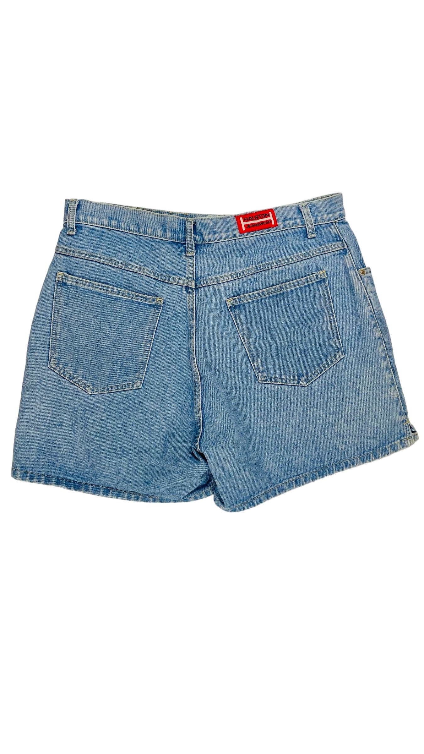 Vintage 90s HALSTON light blue denim shorts - Size 12