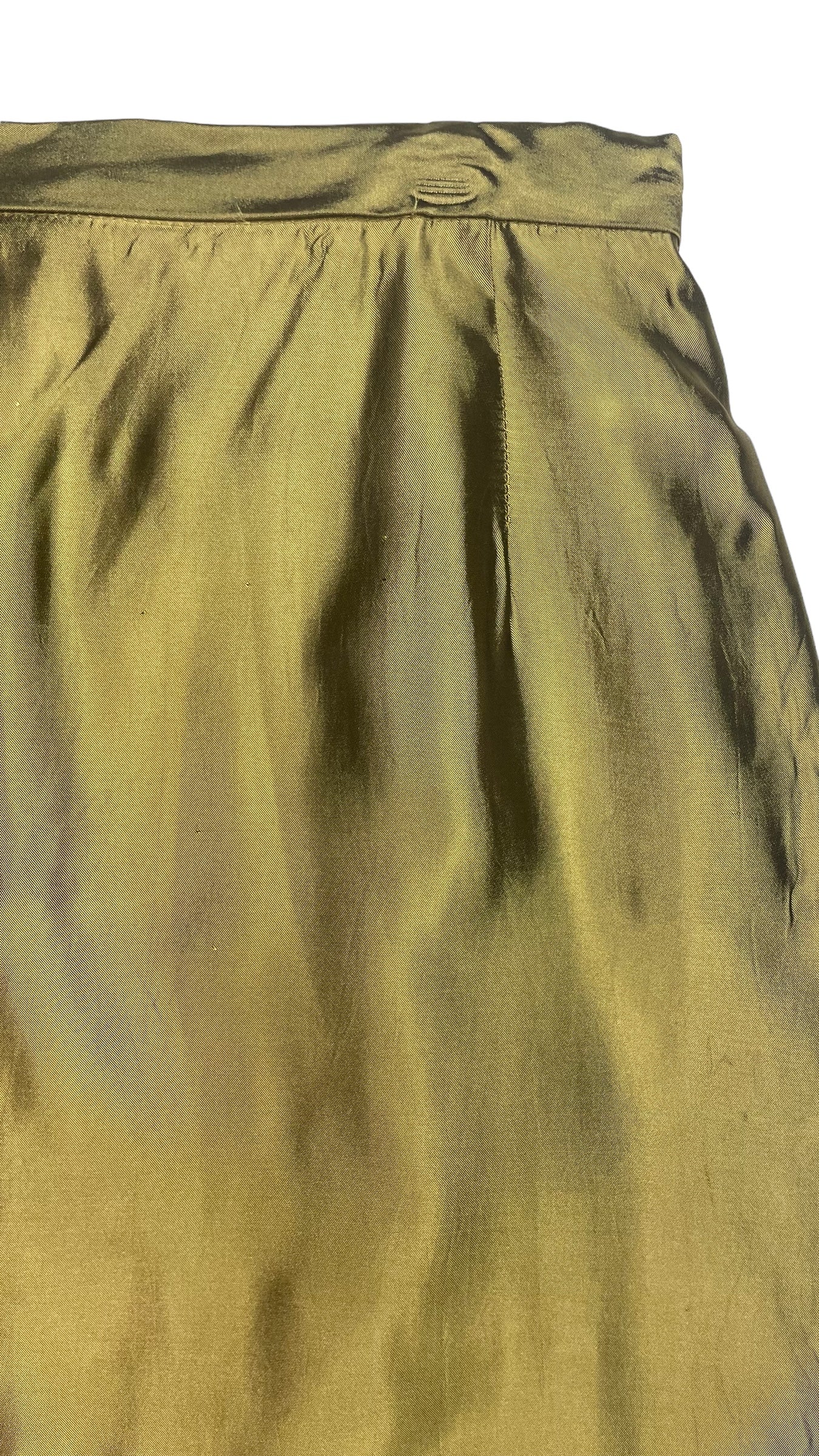 Vintage 90s KAREN MILLER metallic gold bronze satin slim fitted pencil maxi skirt - Size 8