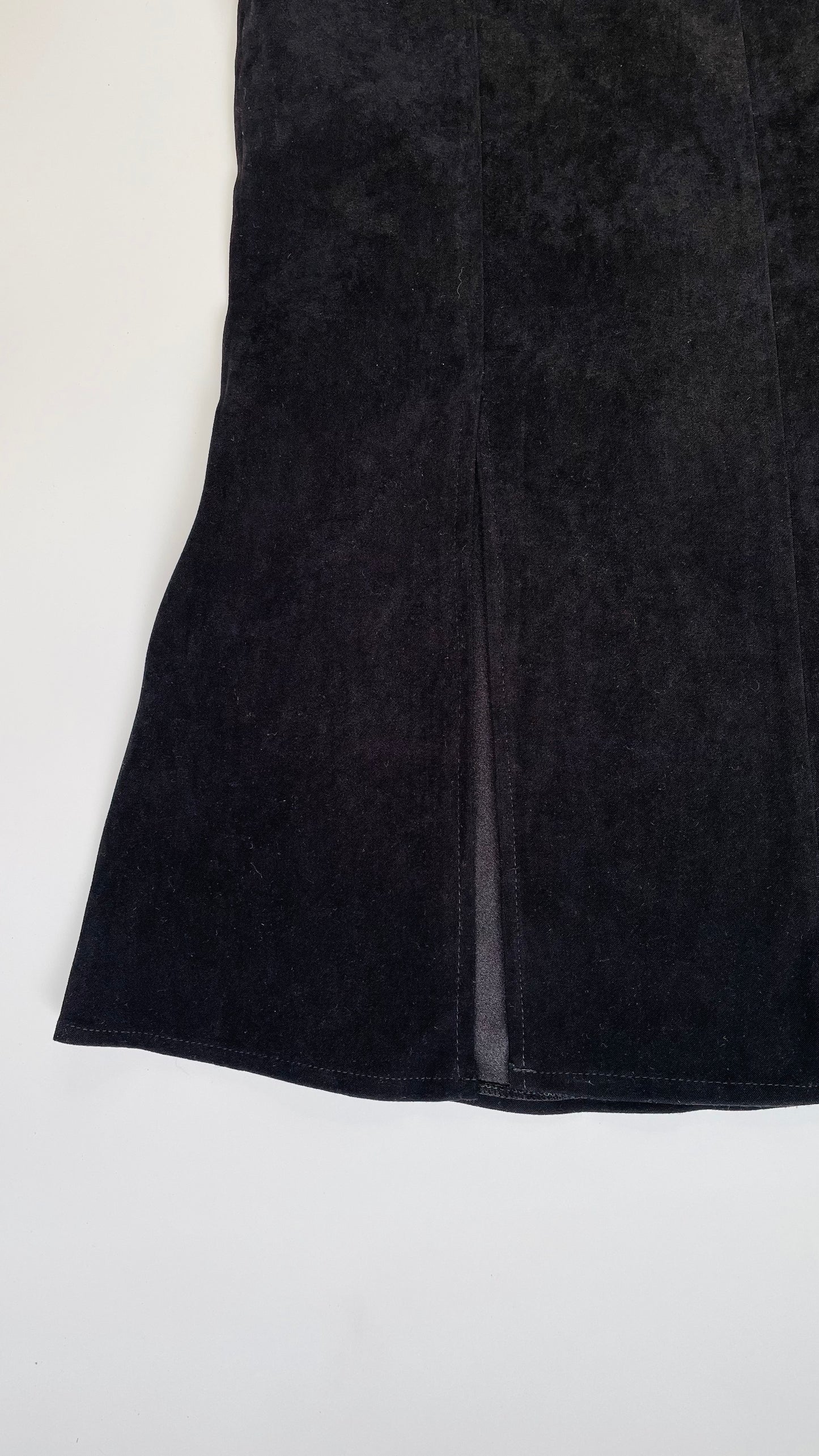 Vintage 90s black ultrasuede trumpet maxi skirt - Size 10