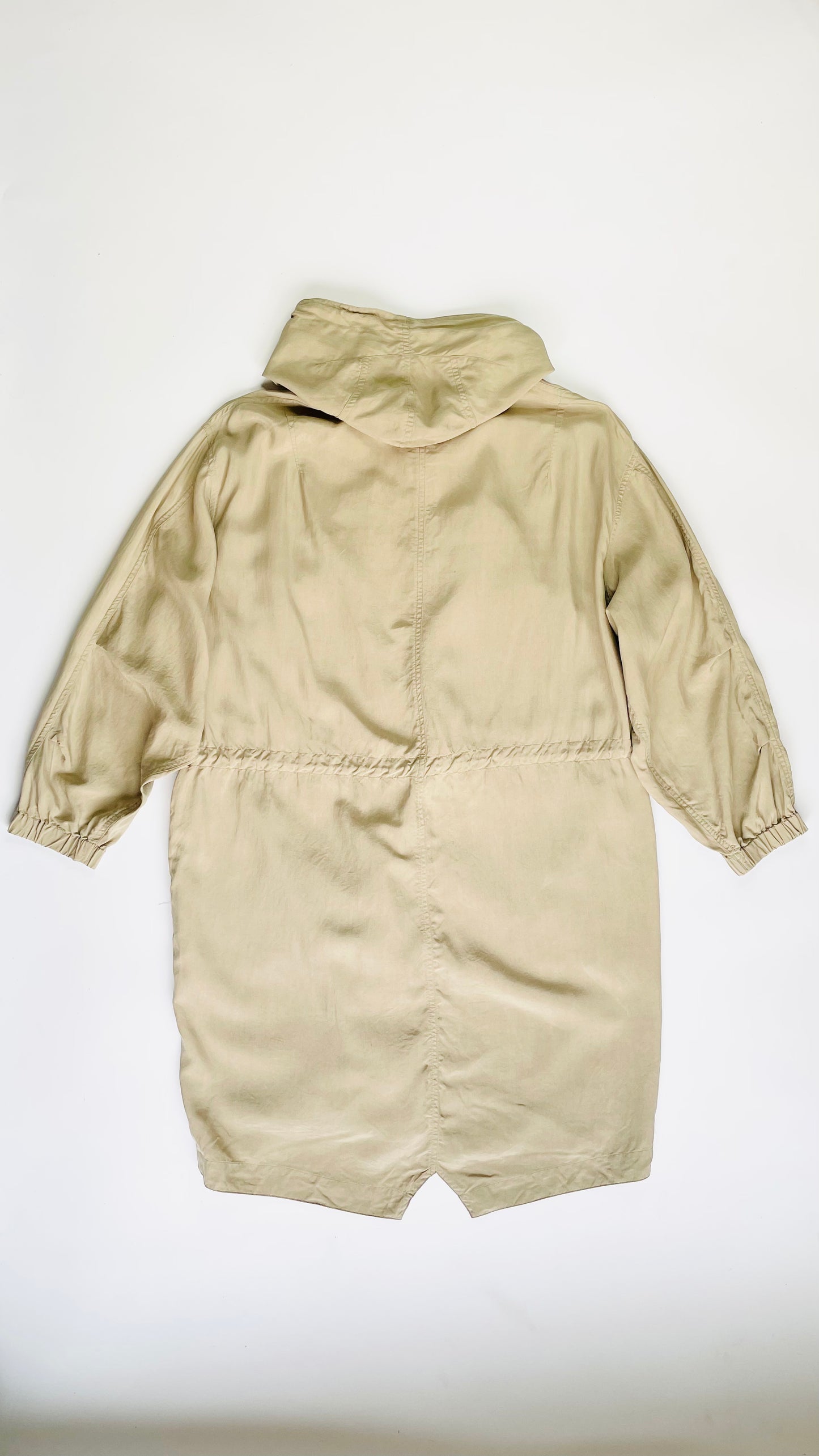 Vintage 90s J Peterman tan silk anorak coat - Size S-XL