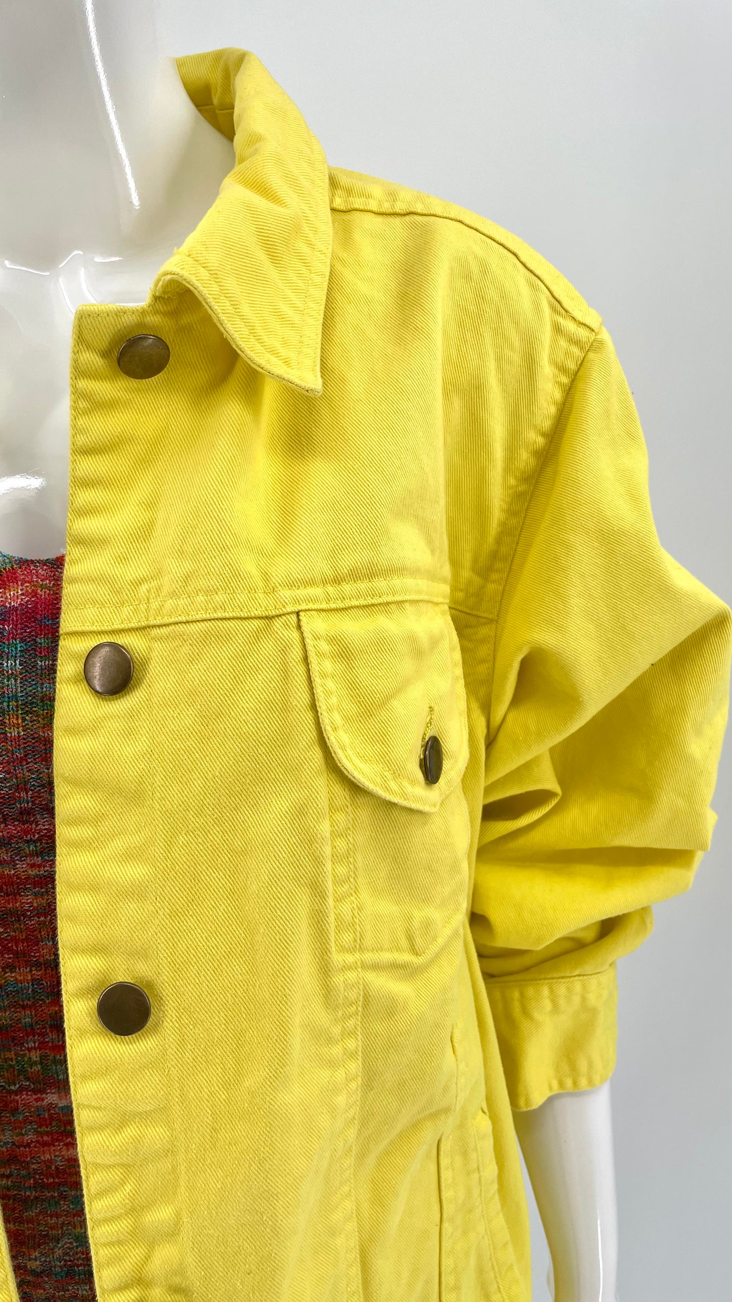 Pre-Loved bright yellow denim jacket - Size M-XL