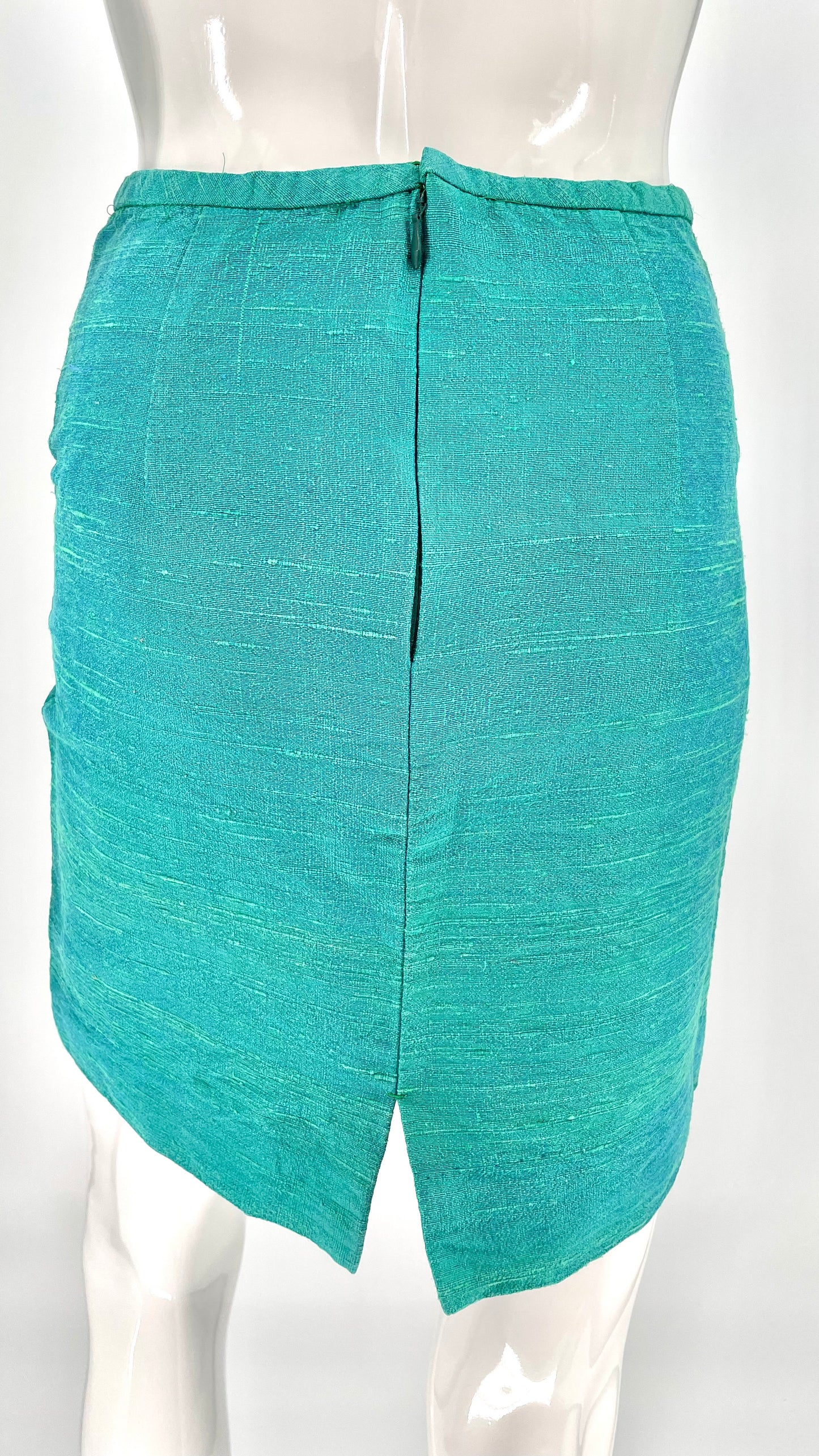 Vintage green imitation silk mini skirt - Size S