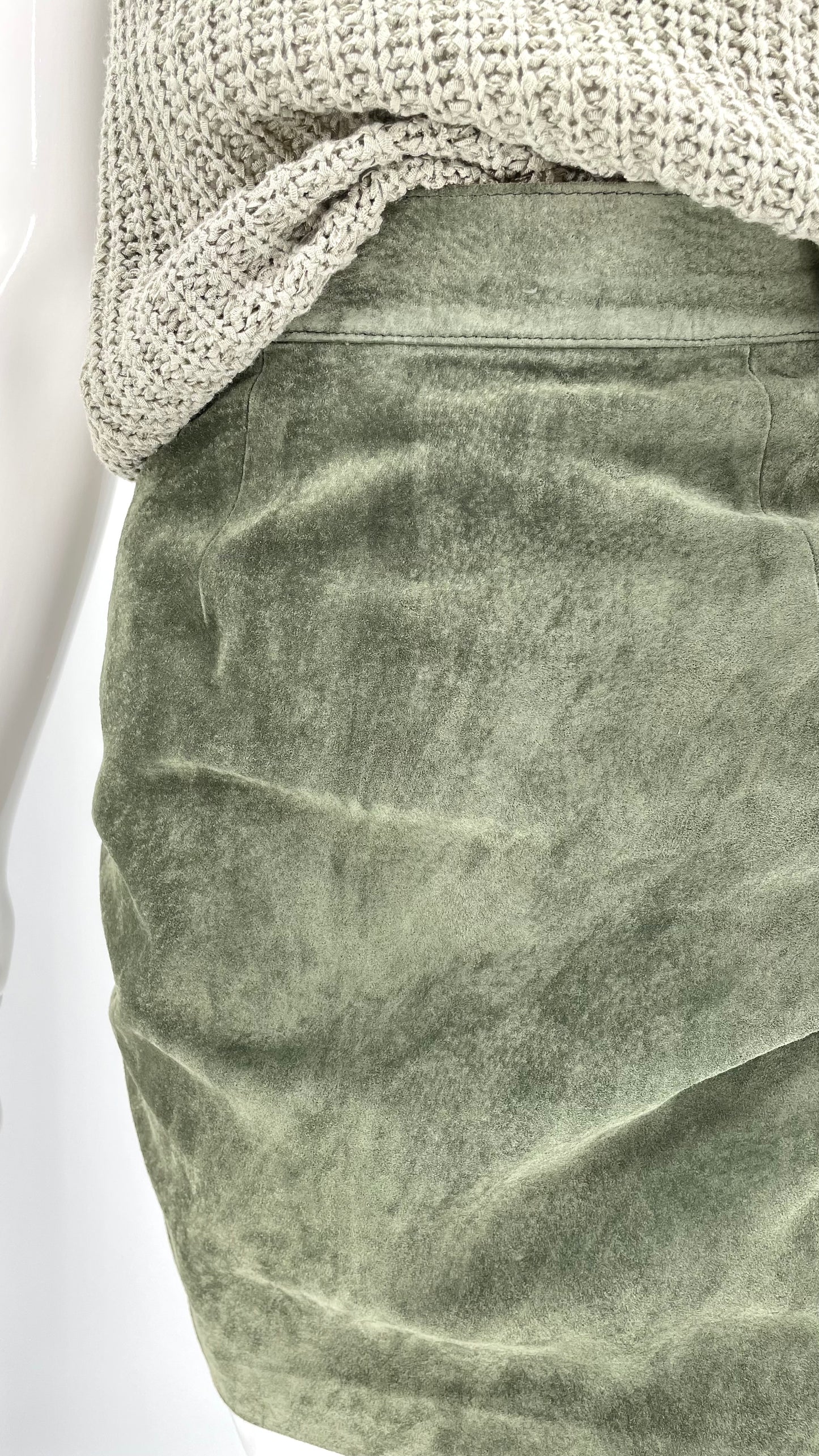 Vintage 90s United Colors of Benetton green suede mini skirt - Size XS