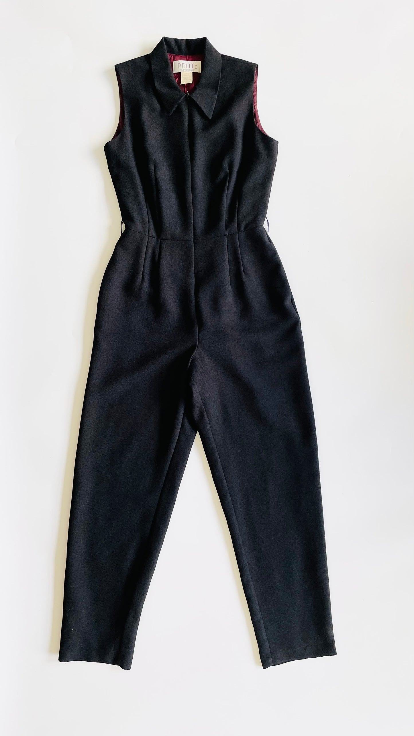 Vintage 90s black tailored jumpsuit - Size 4