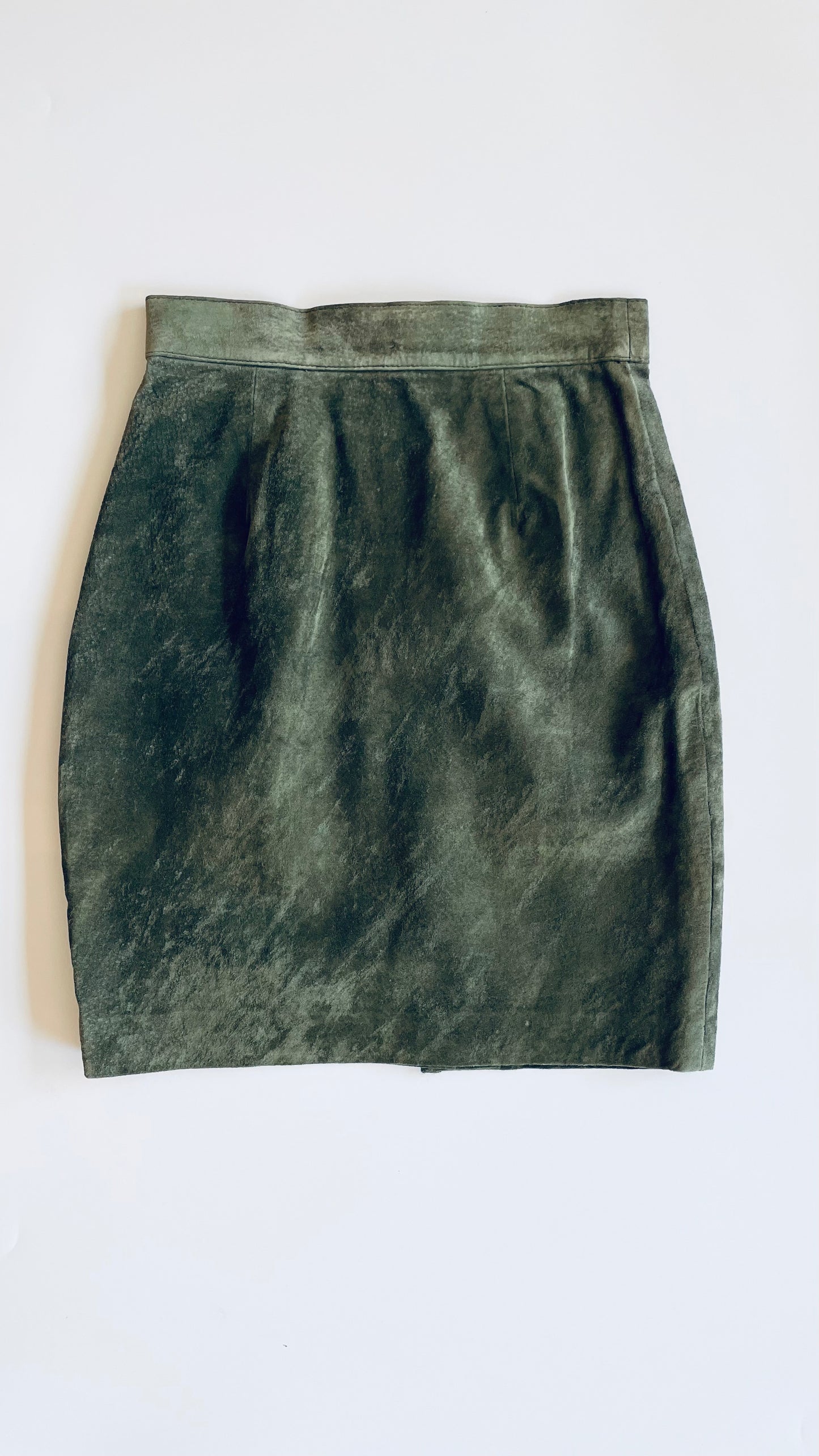 Vintage 90s United Colors of Benetton green suede mini skirt - Size XS