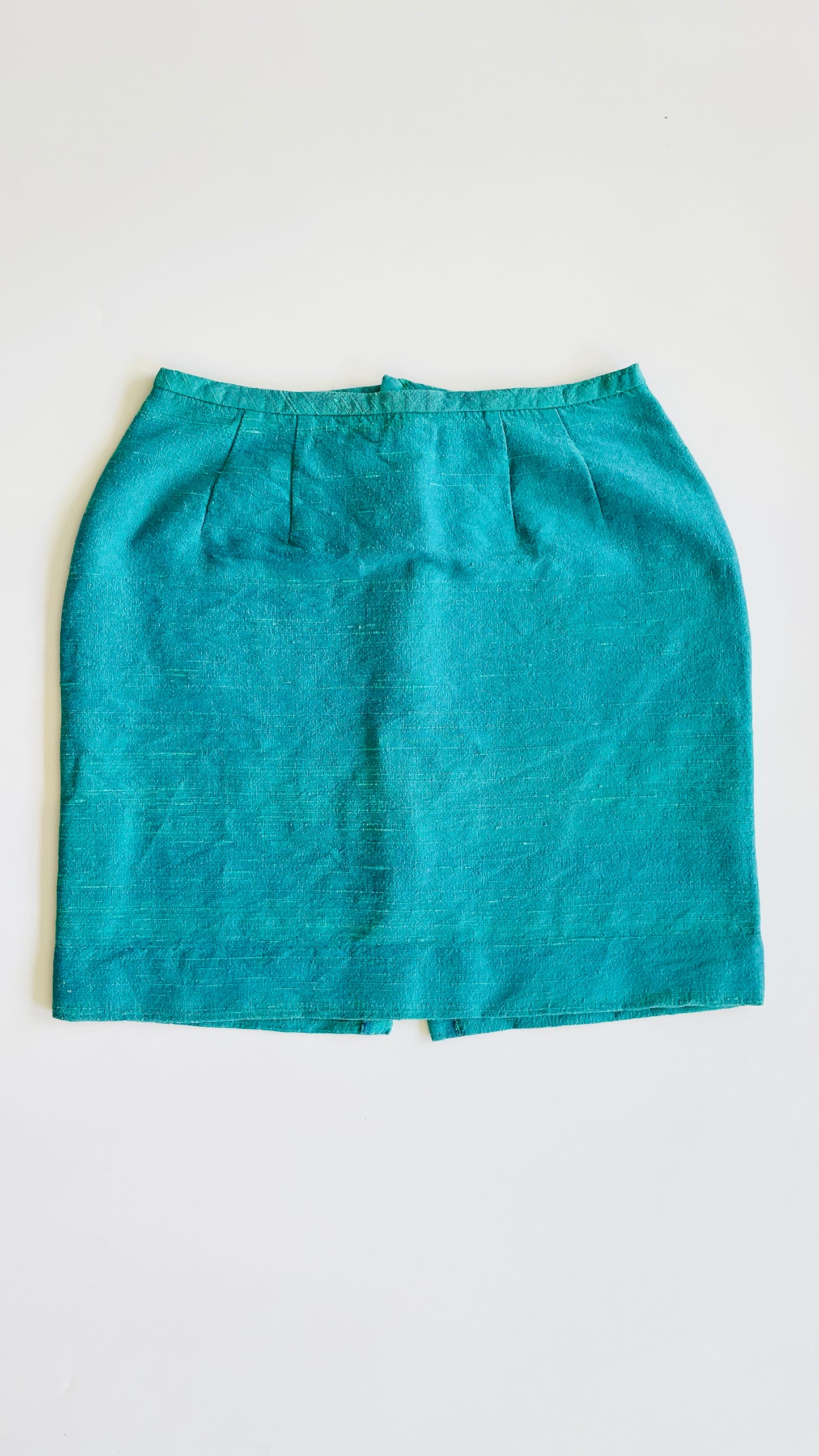 Vintage green imitation silk mini skirt - Size S