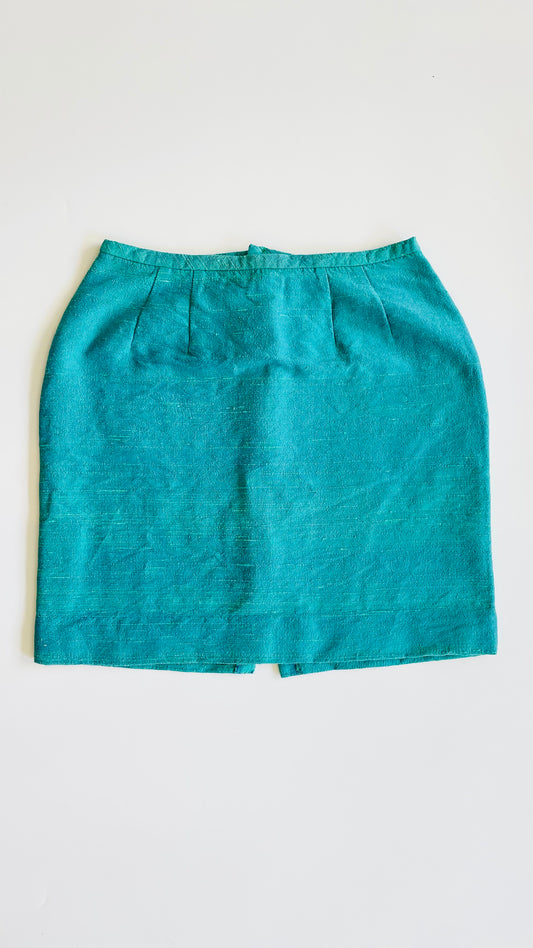 Vintage green imitation silk mini skirt - Size S