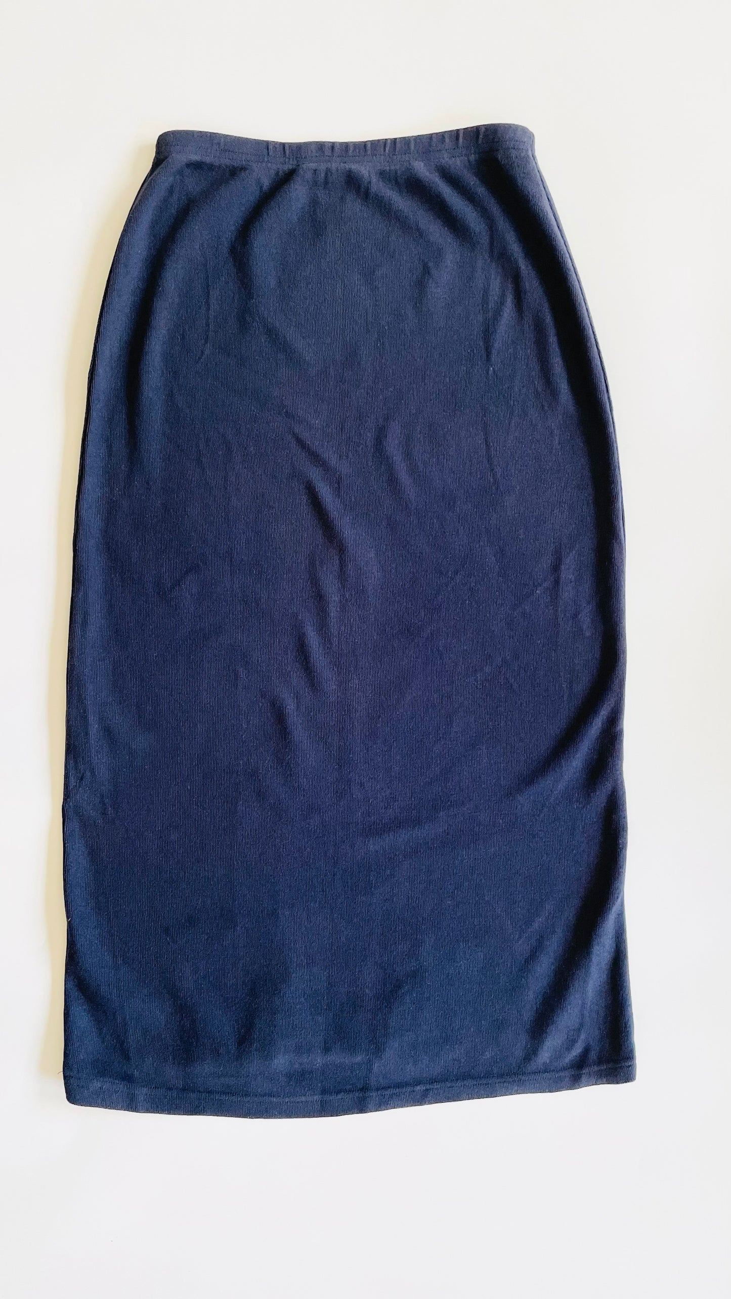 Vintage 90s navy blue ribbed maxi skirt - Size L