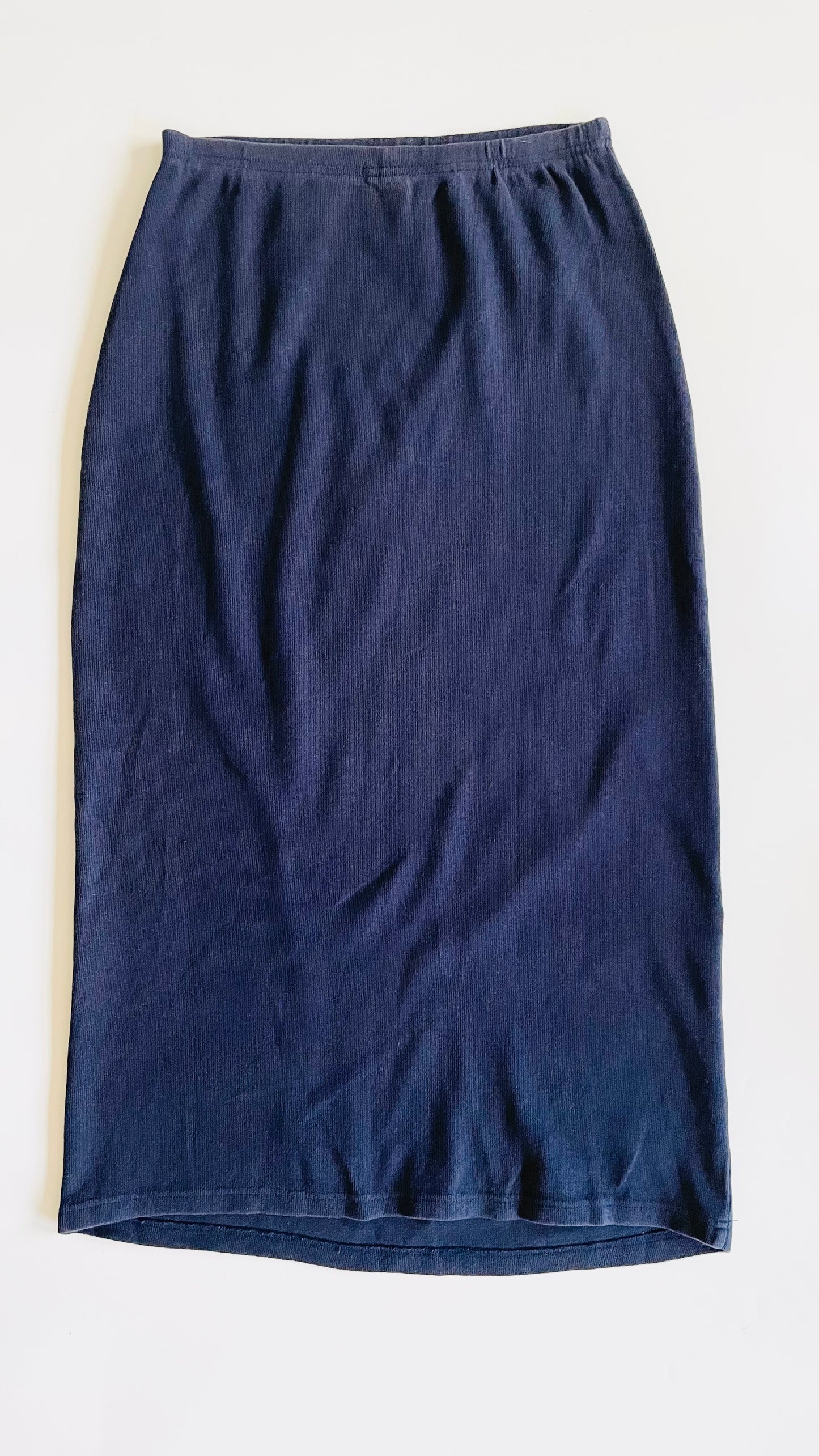 Vintage 90s navy blue ribbed maxi skirt - Size L