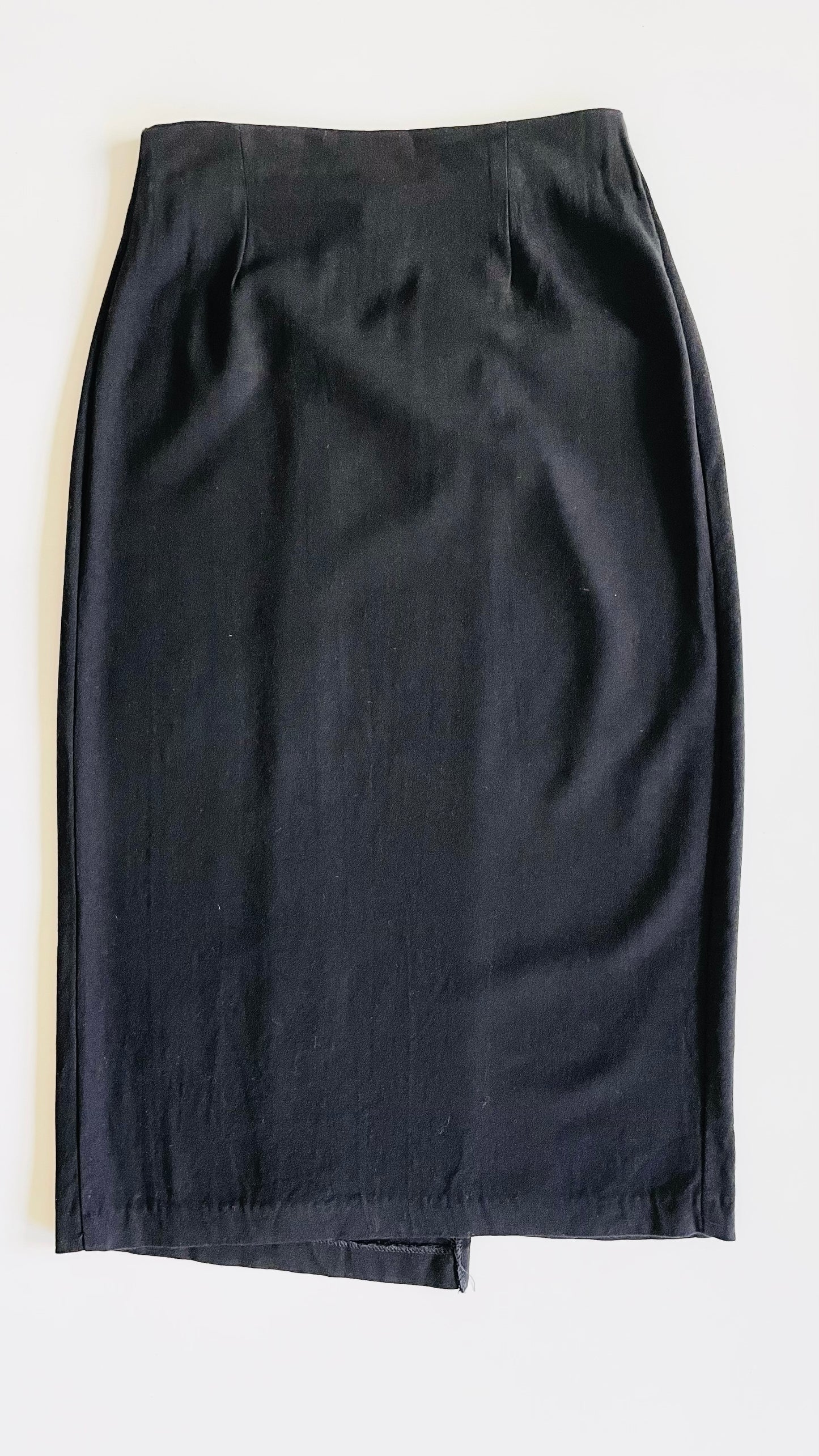 Vintage 90s black wrap midi skirt - Size 8