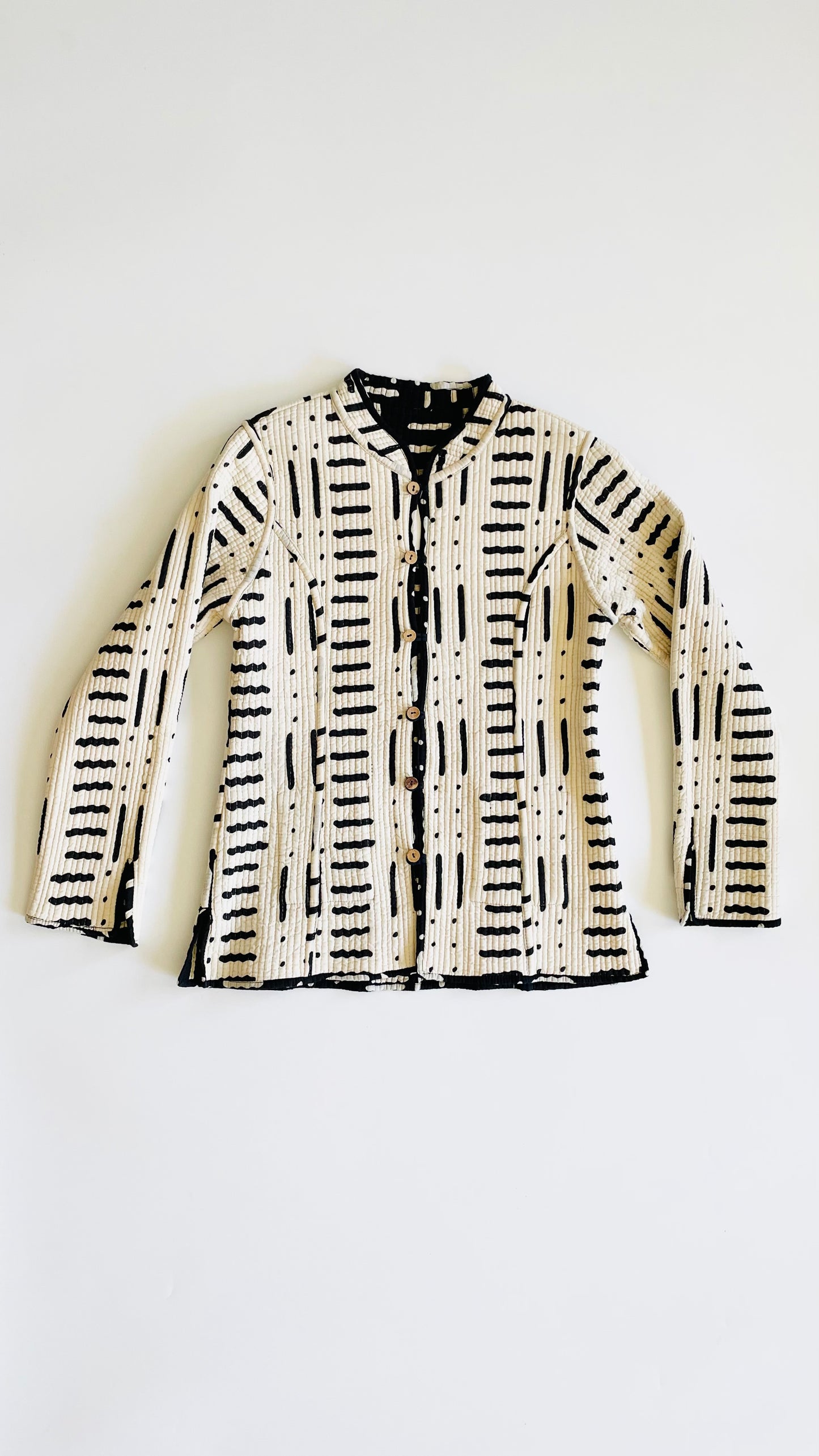 Vintage cream & black quilted reversible jacket - Size S
