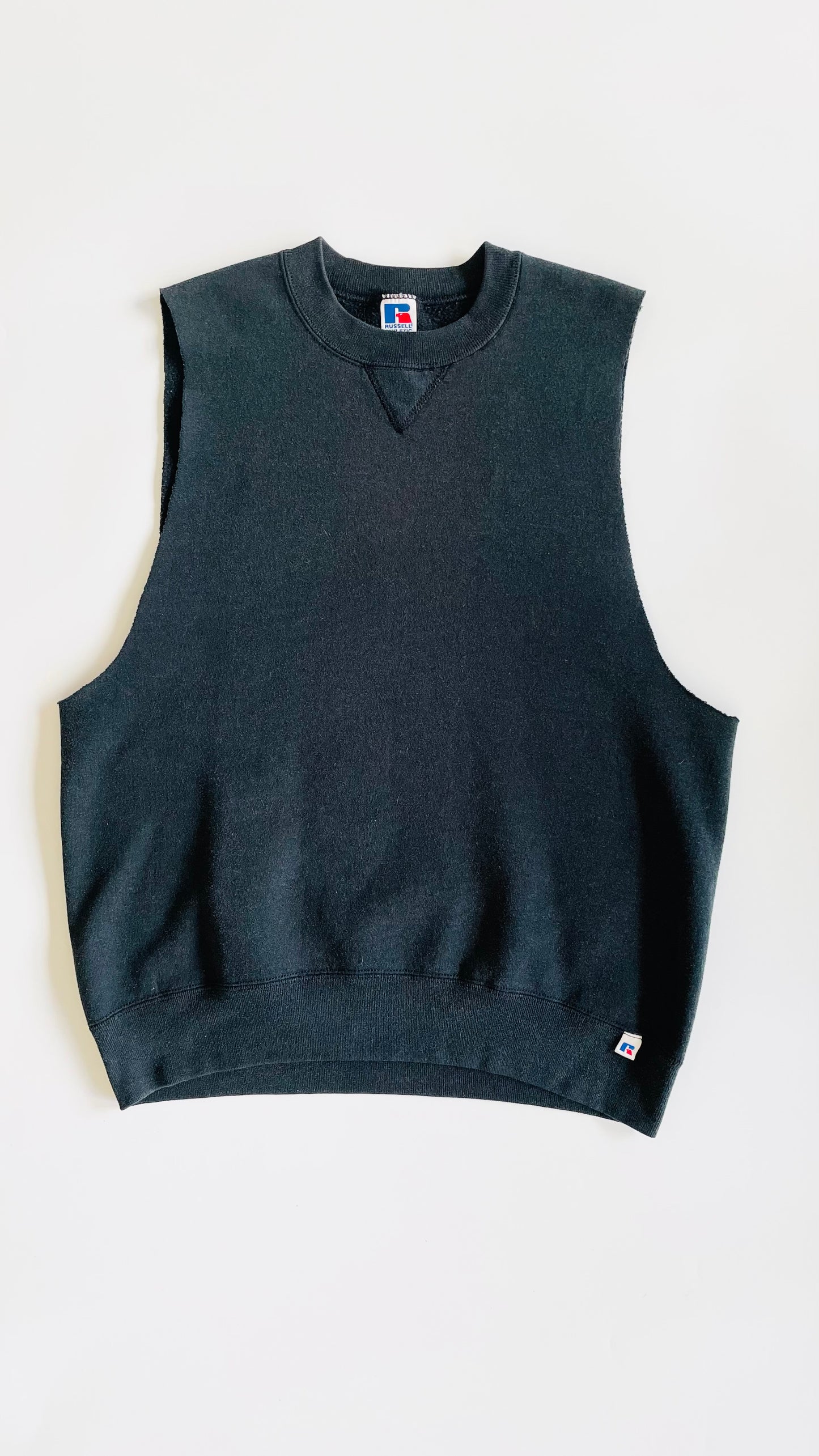 Vintage Russell Athletic faded black sweatshirt vest - Size L
