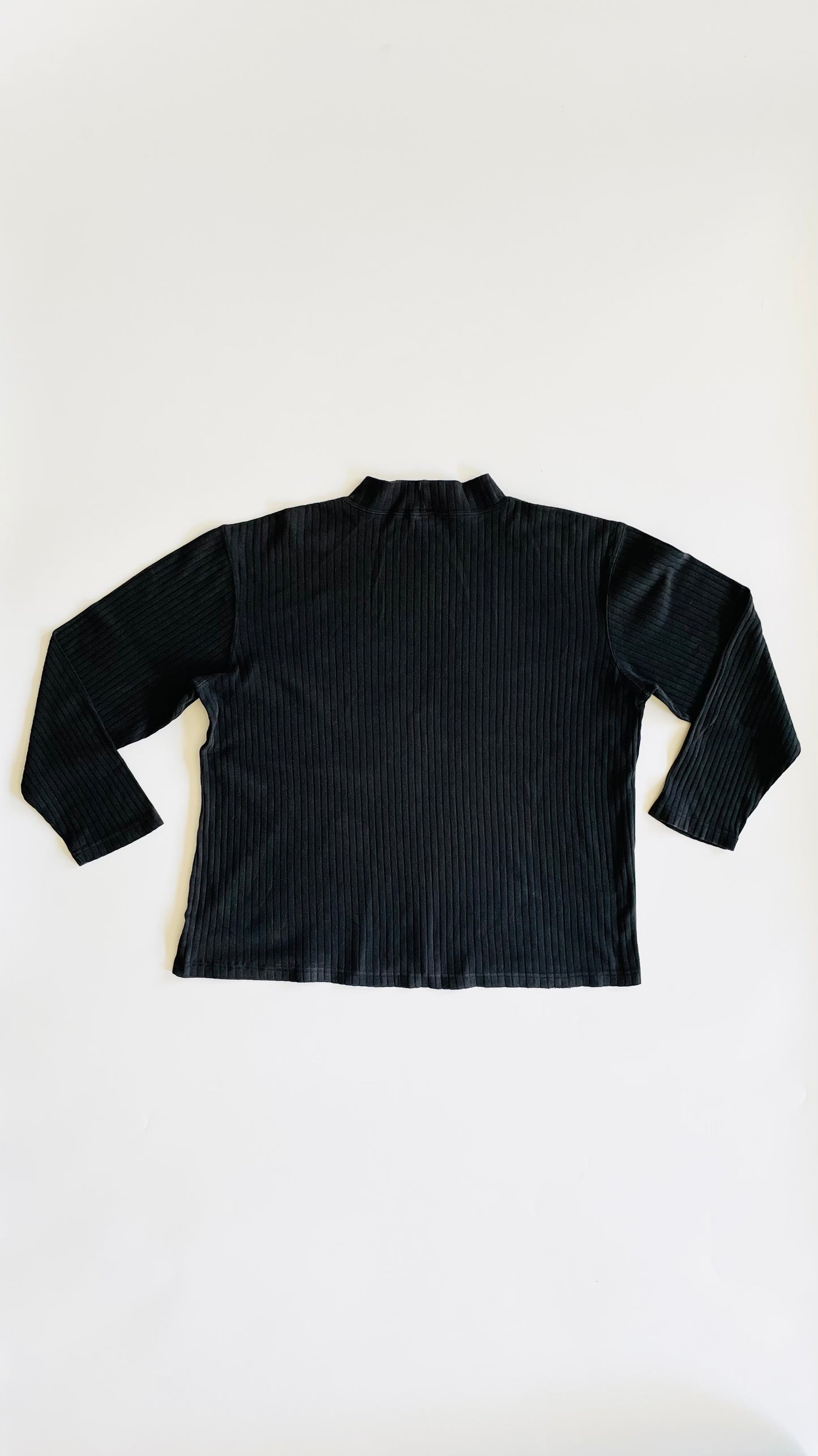 Vintage 90s faded black ribbed long sleeve shirt - Size L