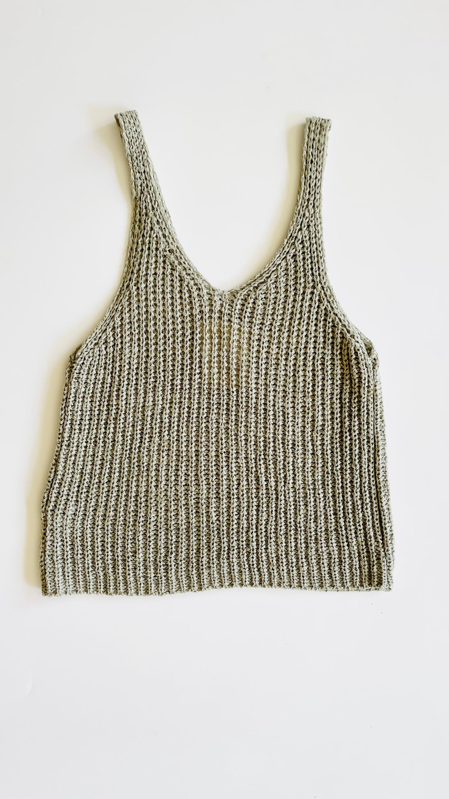 Pre-Loved big knit sage green tank top - Size S