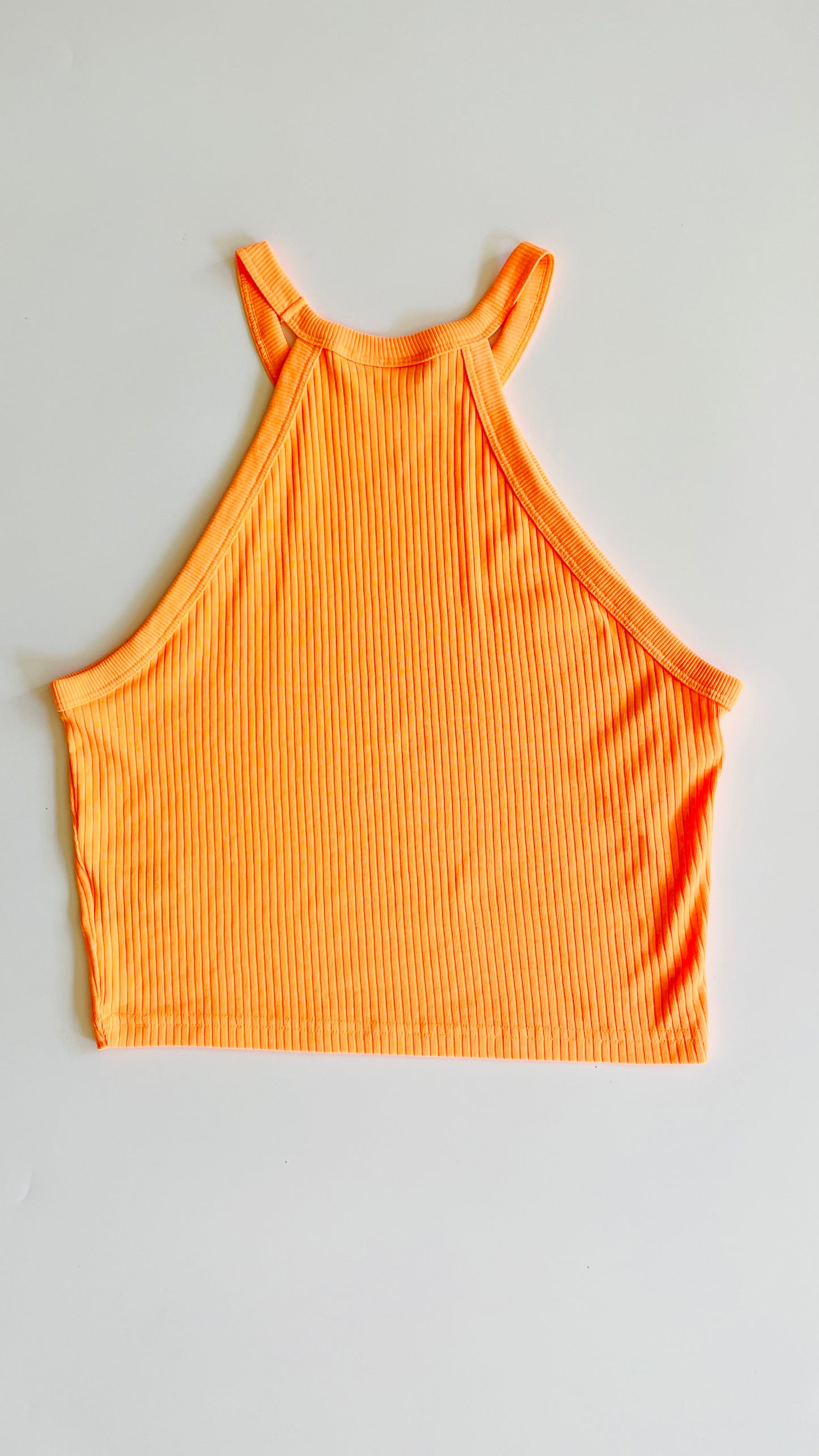 Pre-Loved neon orange knit halter top - Size L
