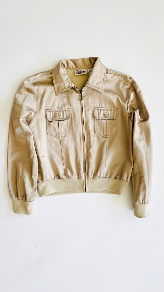 Vintage 90s Bill Blass tan matte satin jacket - Size S