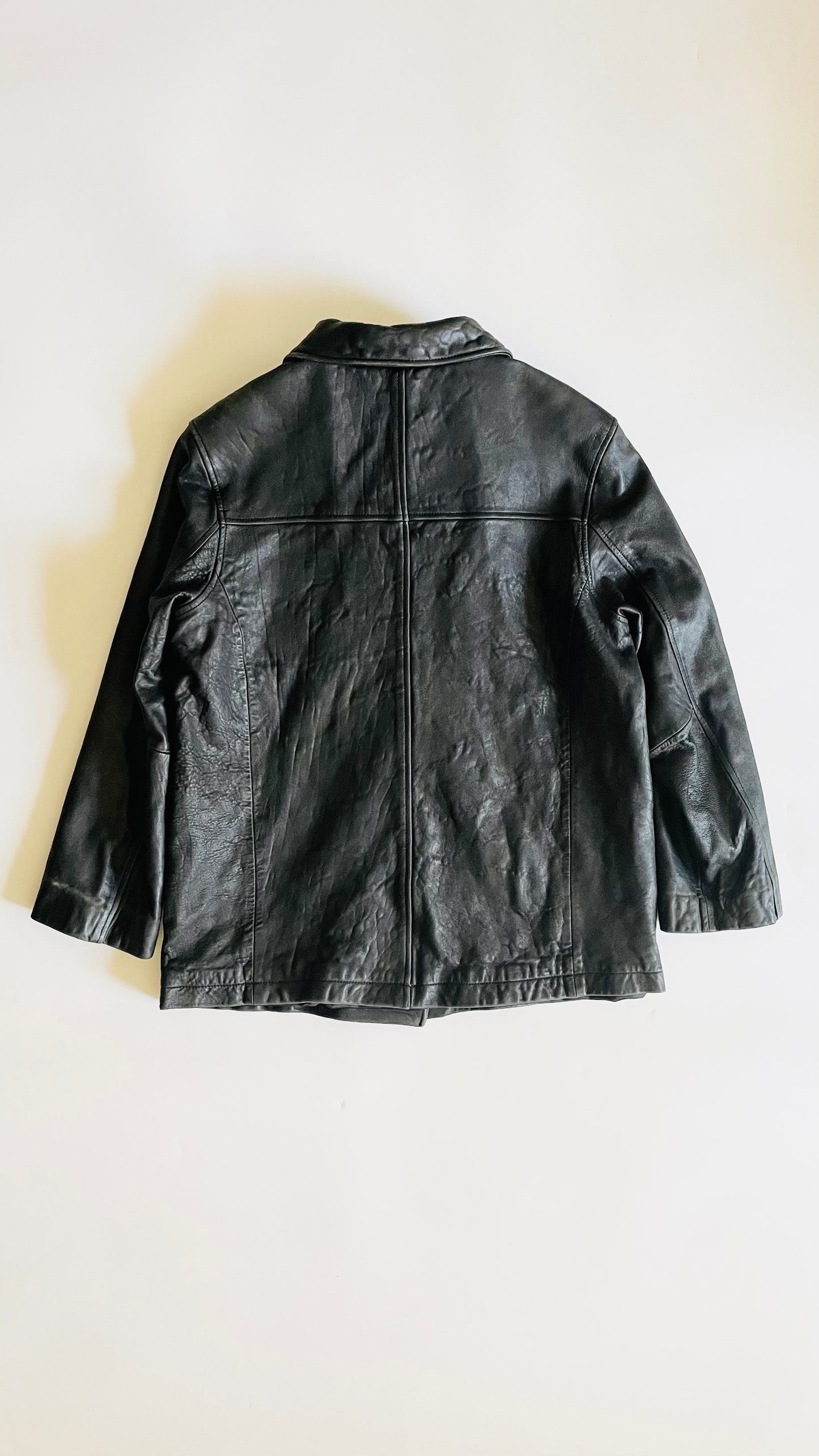 Vintage 90s black leather jacket - Size L