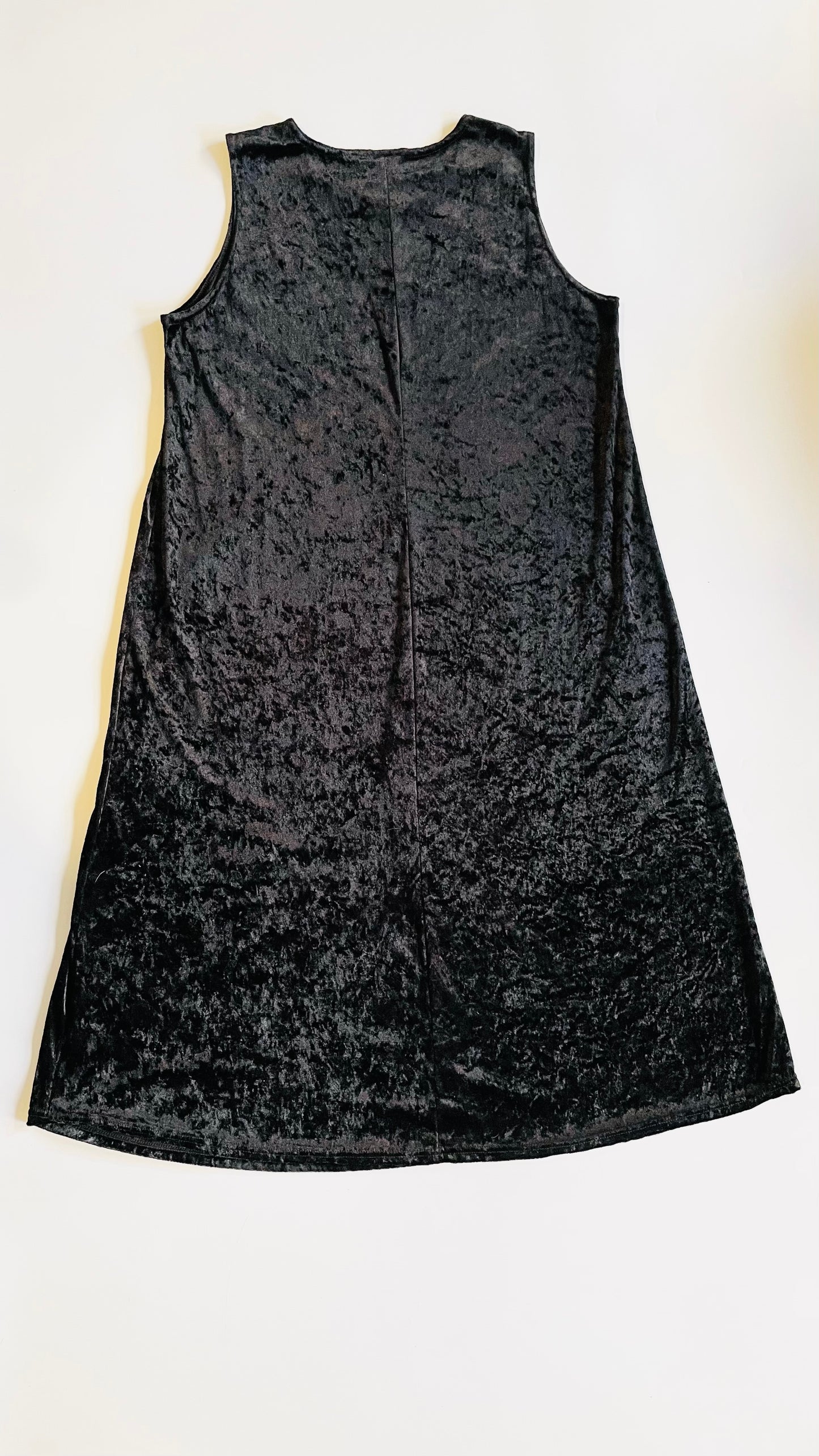 Vintage 90s black velvet maxi tank dress - Size XL