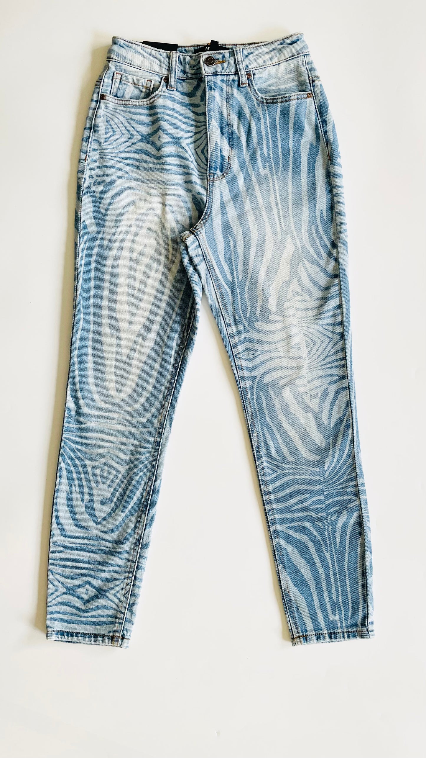 Pre-Loved AFRM blue zebra print slim fit jeans - Size 25 x 28
